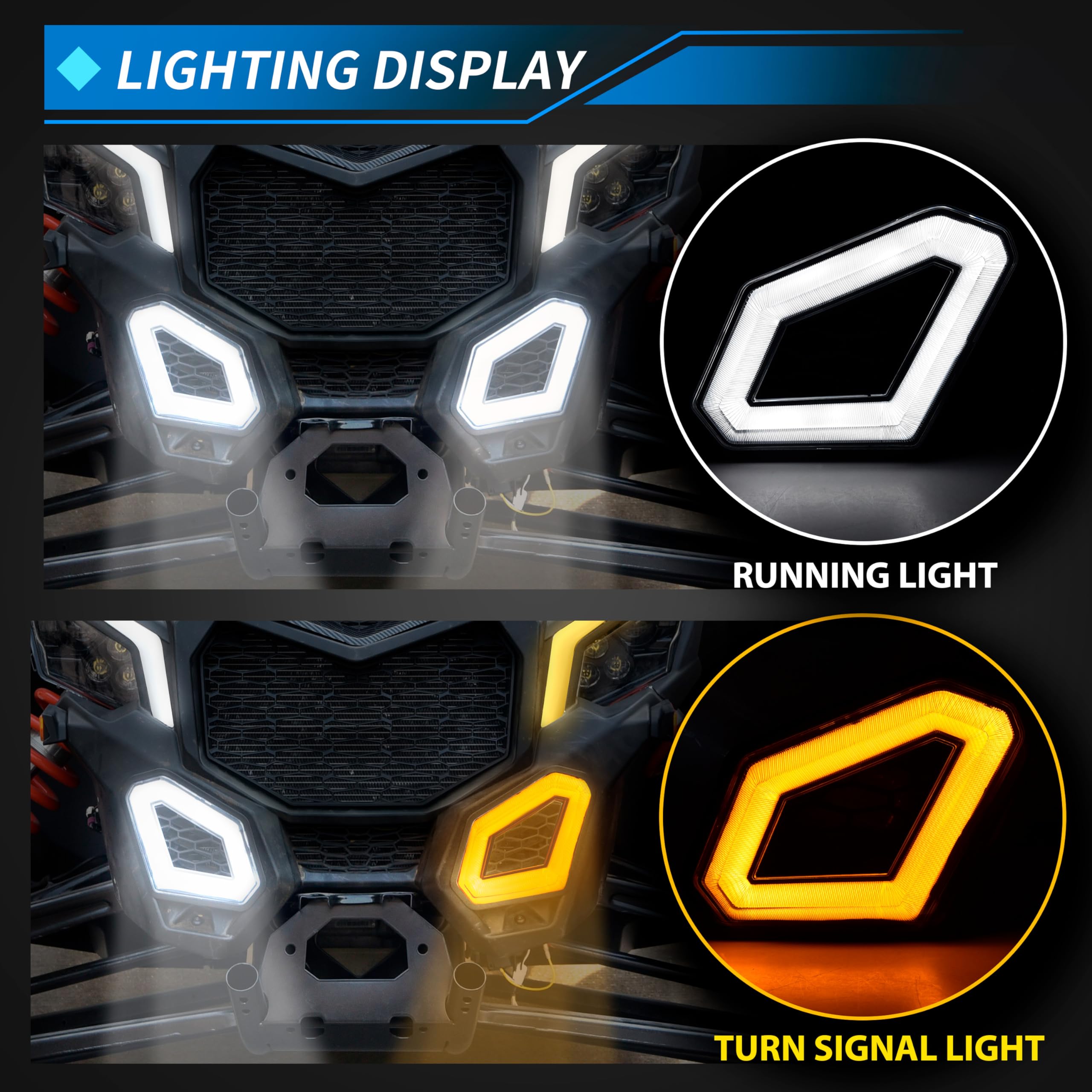 Utvsxpert Led Front Fang Accent Lights For Maverick X3 17-24, Led Front Fascia Signature Accent Turn Signal Auxiliary Spot Light Grill Lamp For Can Am Maverick X3 Max Turbo R Rr 2017-2024 Accessories