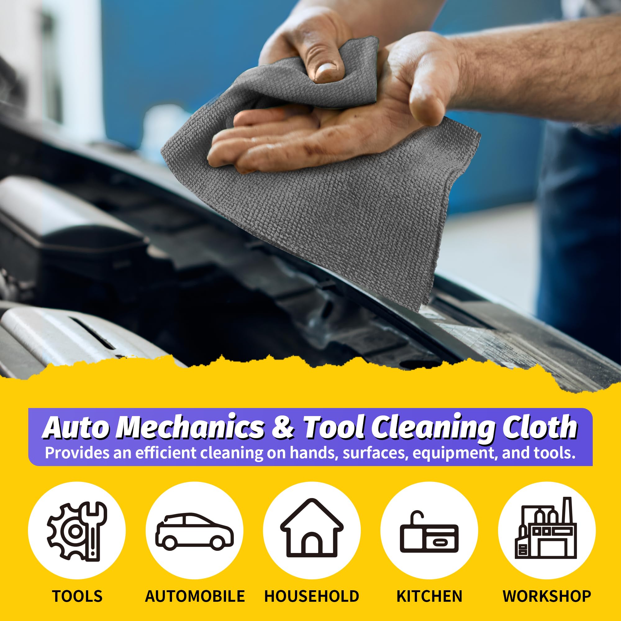 Homerhyme Microfiber Cleaning Cloth,150 Pack Grey Cleaning Rags, Bulk All-Purpose Lint-Free Shop Towels Wipes, Commercial Micro