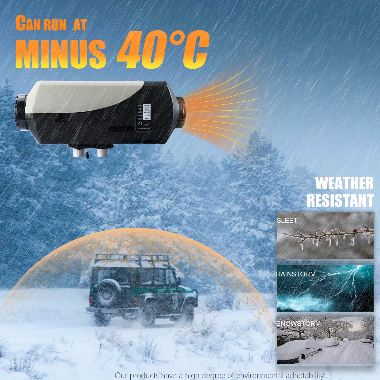 WAYSKA Diesel Heater 12V, 15L Tank, Diesel Air Heater 5KW, Muffler, Diesel Parking Heater with LCD Thermostat Monitor & Remote C