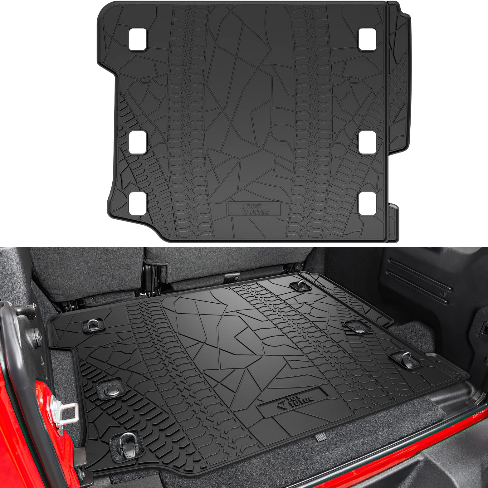 JOYTUTUS Cargo Mat fits 2018-2025 Wrangler JL 4X4 with OEM Subwoofer, All-Weather Guard Trunk Mat Cargo Liners Heavy Duty Waterp