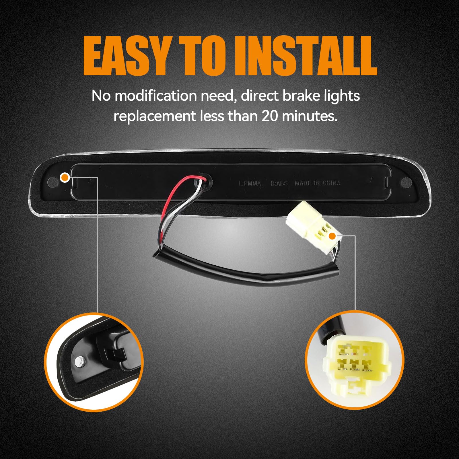 Cxdar Third 3Rd Brake Light Led For 1997-2007 Dodge Dakota, High Mount Rear Brake Lights Assembly For 97-07 Dakota, Waterproof C