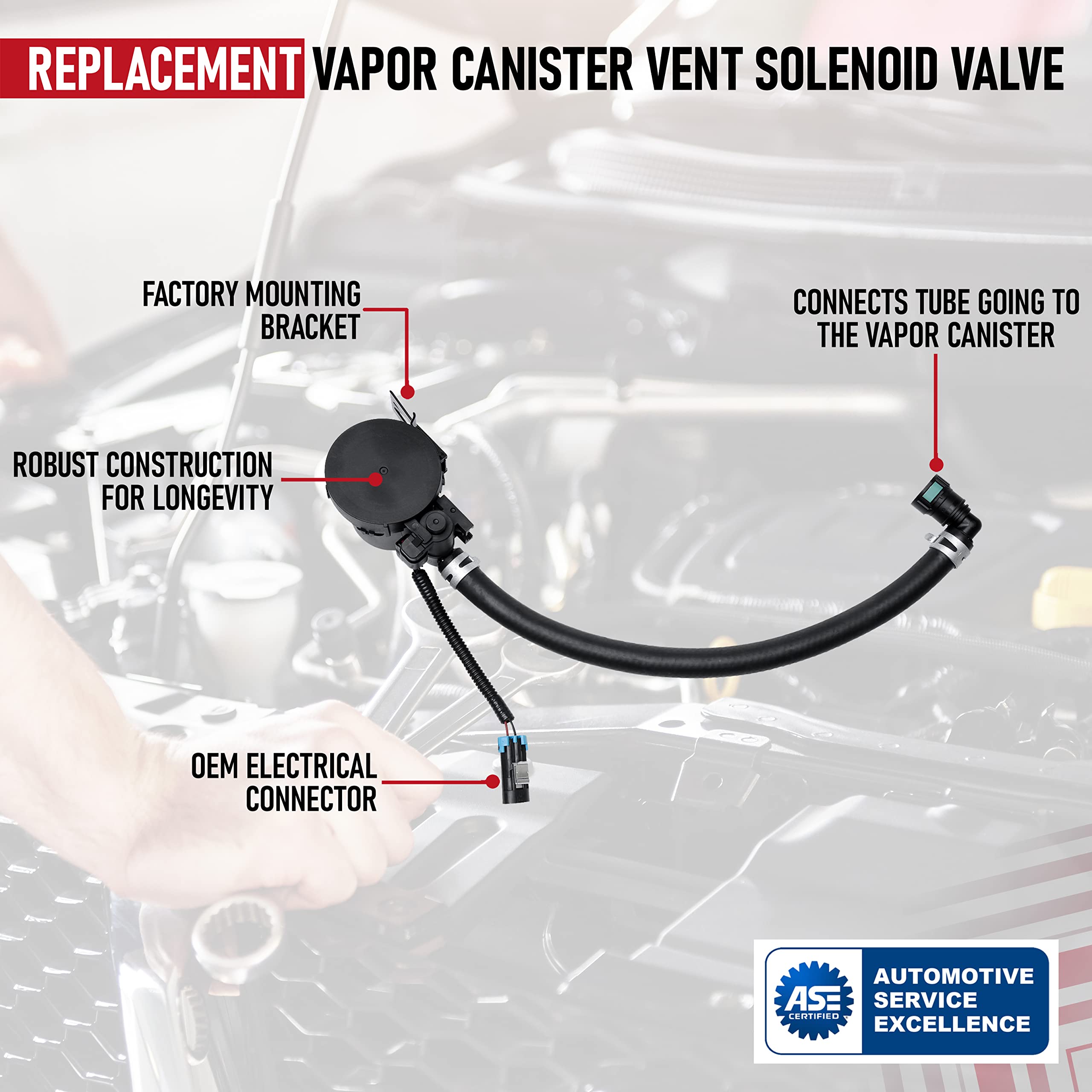Vapor Canister Purge Valve Solenoid- Replaces 20907779, 911-070, 10386359, CVS10, PV427 - Compatible with Chevy, GMC, Hummer and