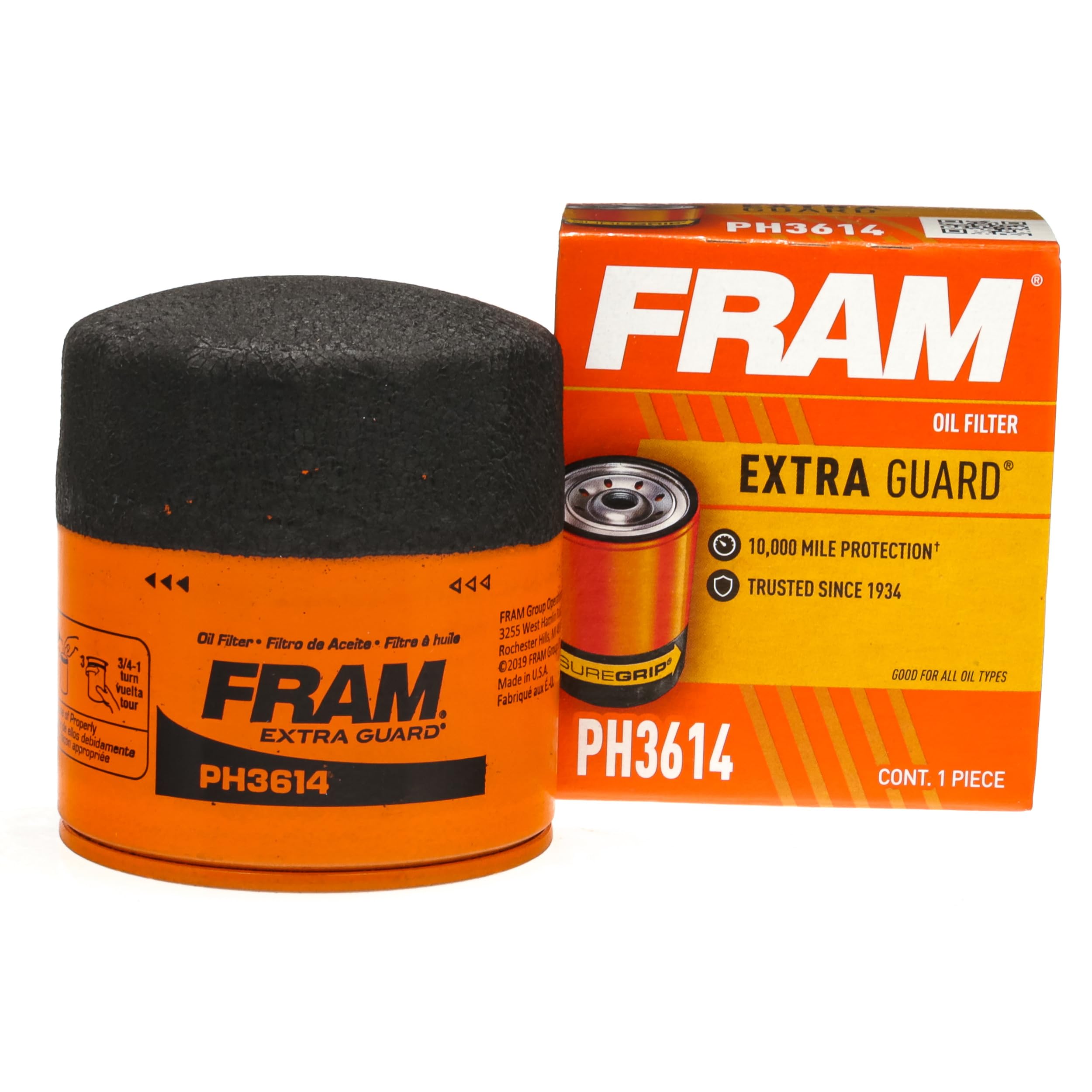 FRAM Extra Guard PH3614, 10K Mile Change Automotive Replacement Interval SpinOn Engine Oil Filter for Select Vehicle Models
