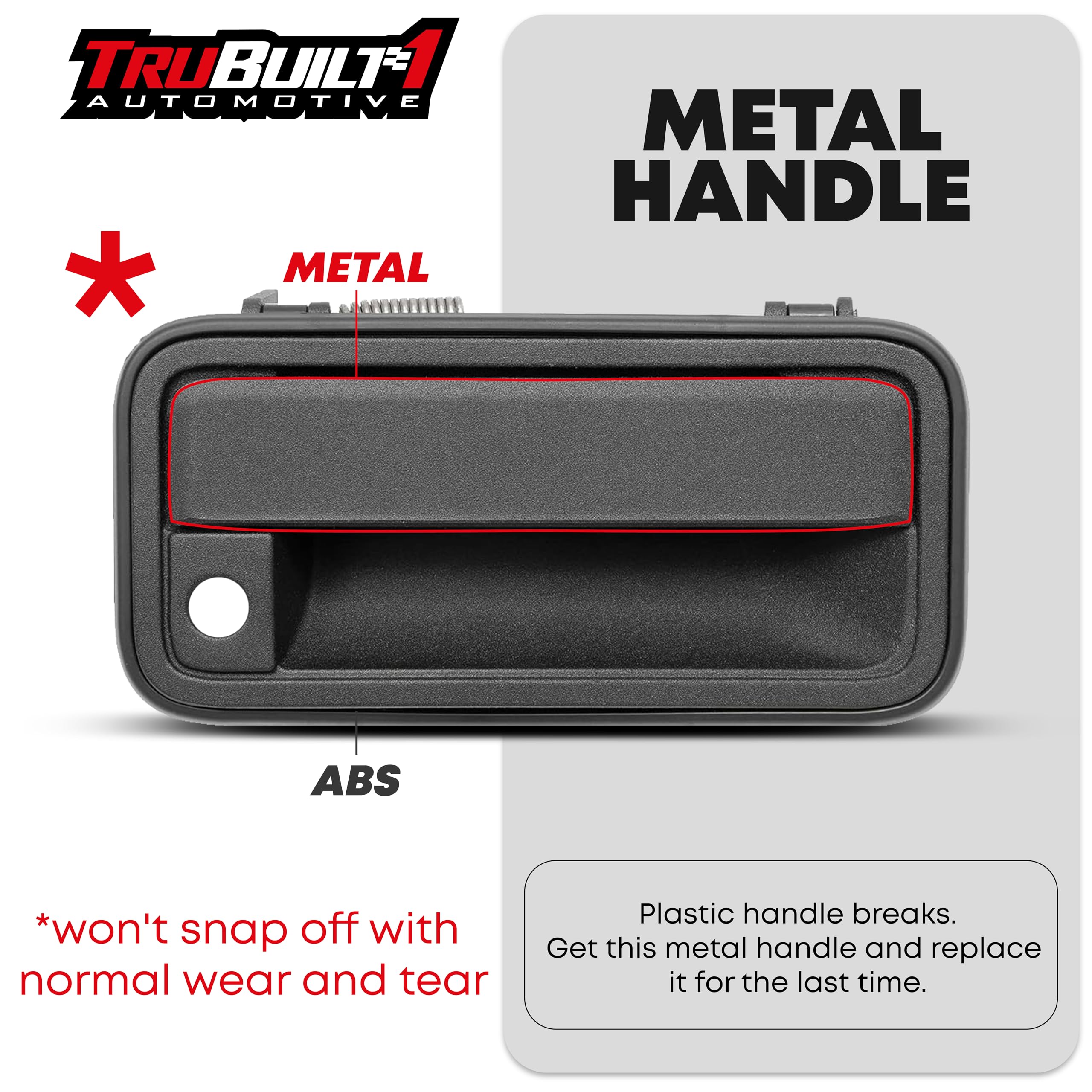 TRUBUILT1 Exterior Door Handle Set - Metal Lever Right & Left - Black - Compatible with 1995-2000 Chevy GMC C/K 1500 2500 3500, Esc