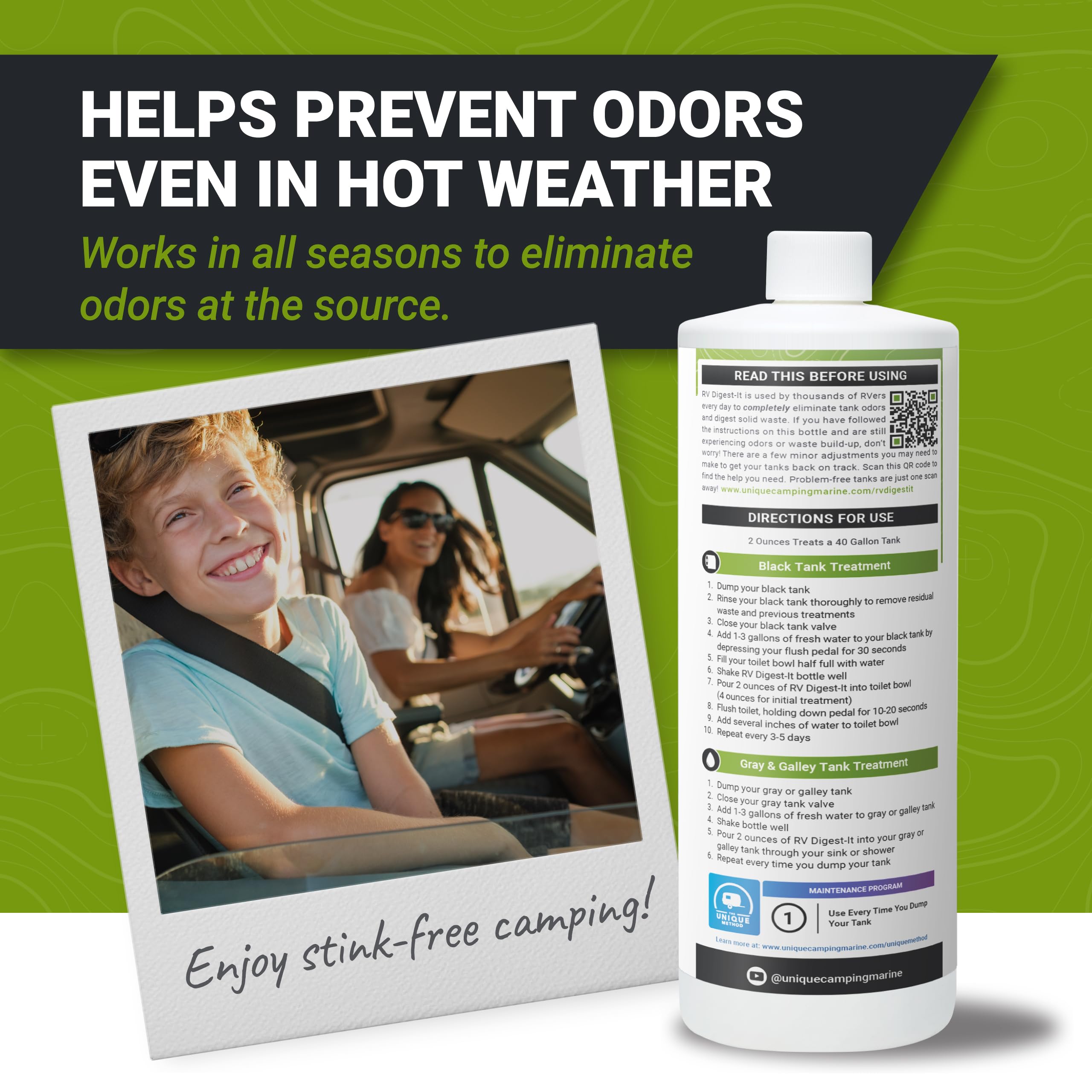 Unique Rv Digest-It Classic Rv Toilet Treatment - Eliminates Odors At The Source And Liquifies Waste - 16 Uses Per Bottle 32 Oz