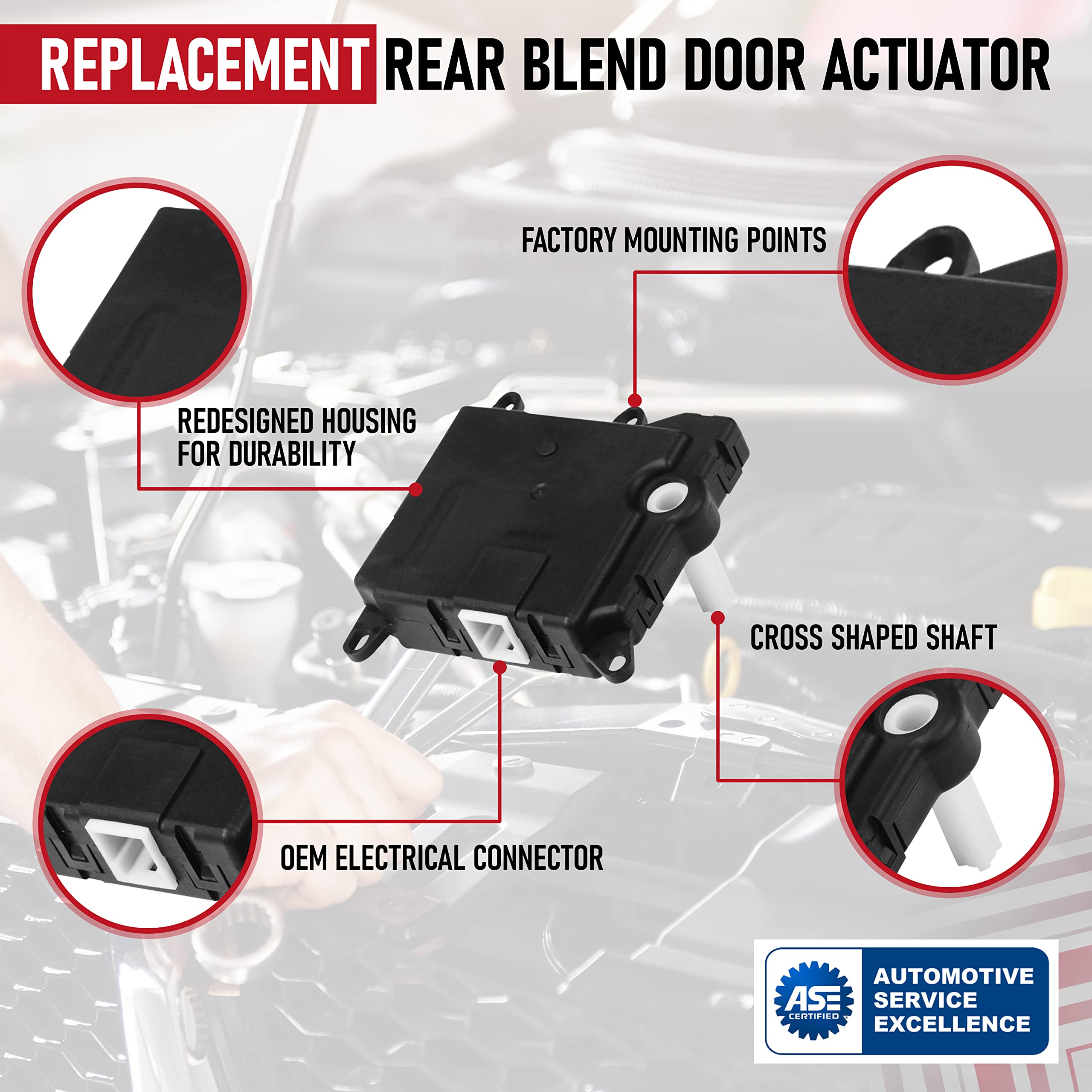 Hvac Air Blend Door Actuator Rear - 604-213, 1L2Z19E616Ba, Yh-1743 - Compatible With Ford, Lincoln & Mercury Suvs - Expedition, Explorer, Navigator, Mountaineer & Aviator - Mode Temperature Control