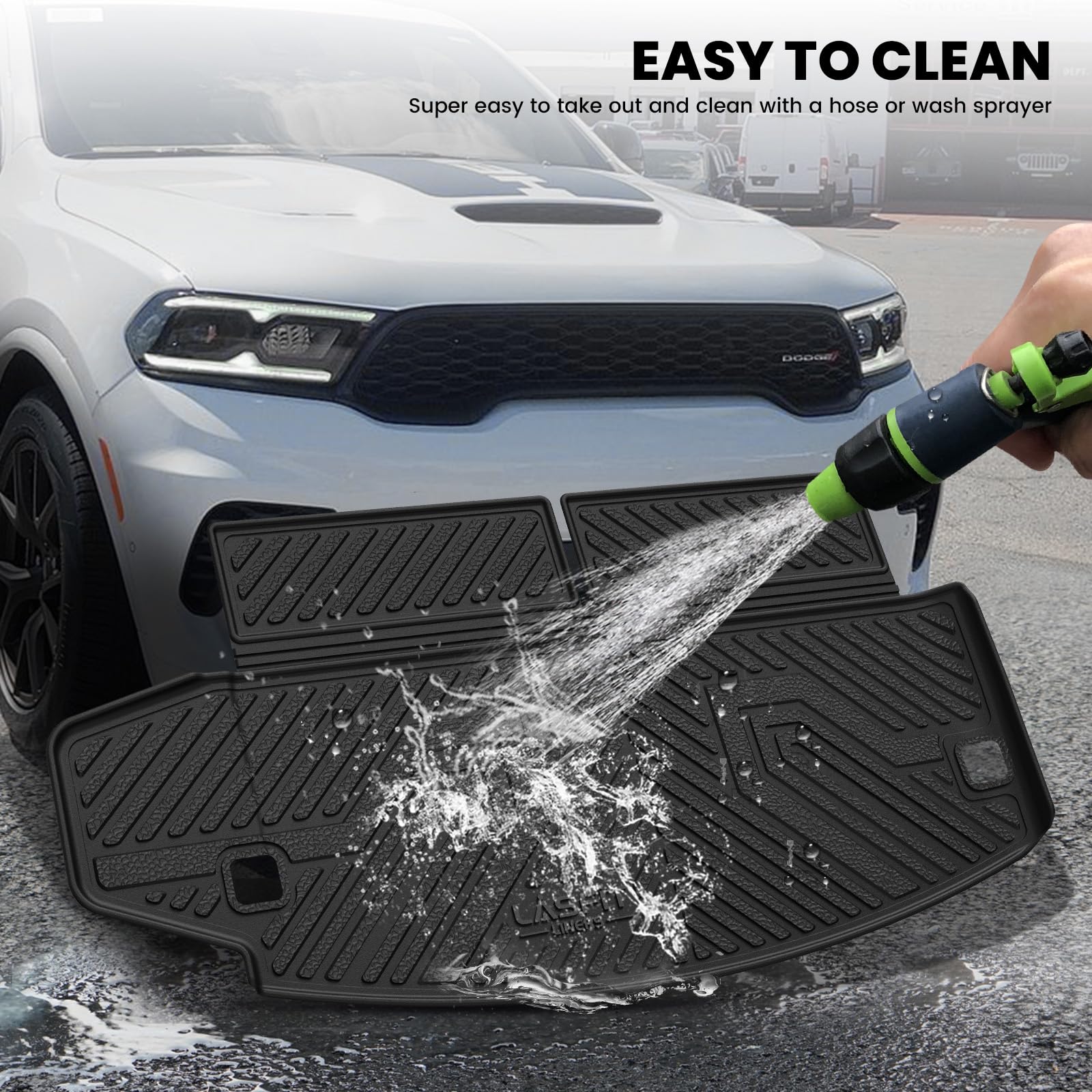 LASFIT Trunk Mat for Dodge Durango 2016-2025, Fit 2nd Row Bench Seating(7seats) & 2nd Row Bucket Seating 6seats, Not for 5 Seats