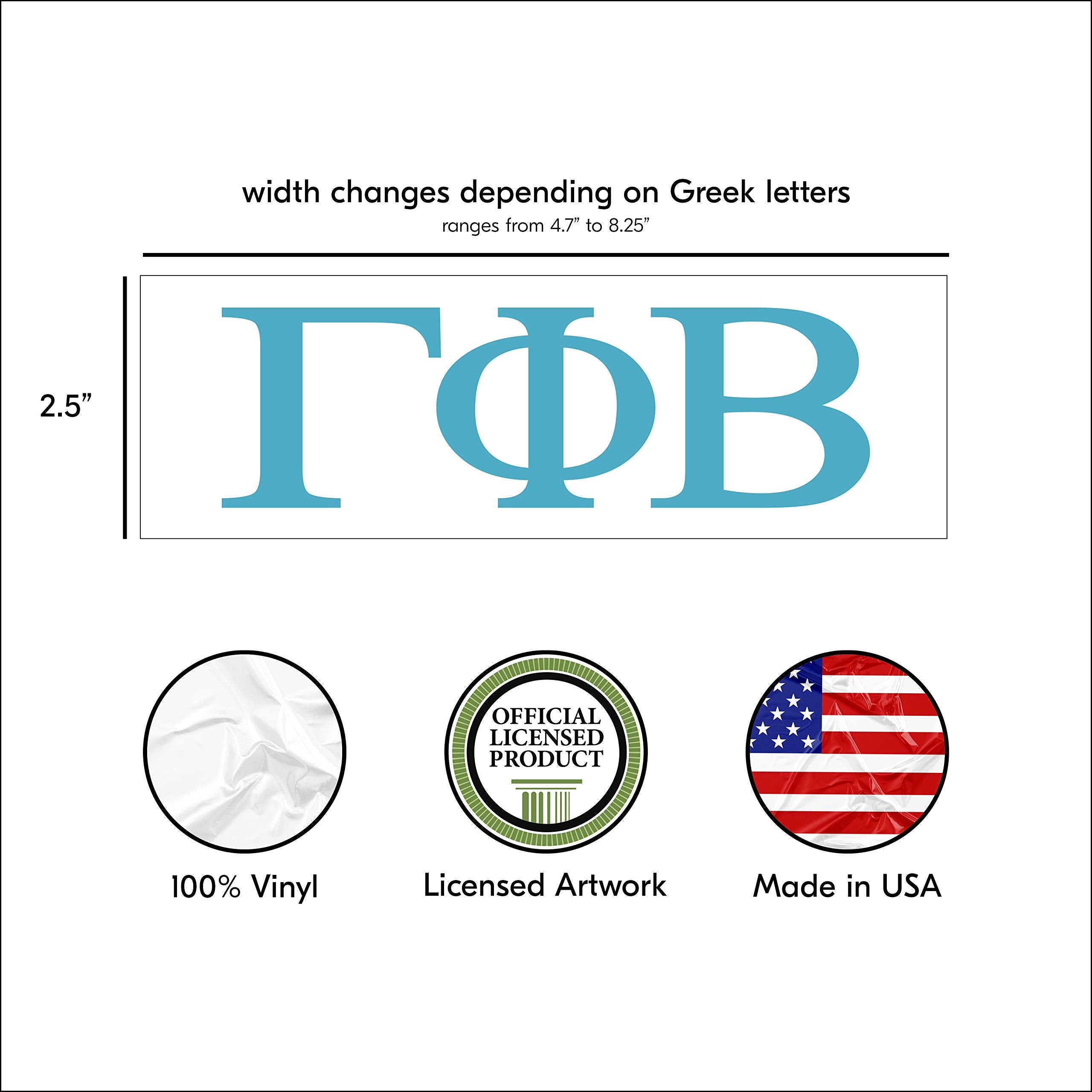 Pro-Graphx Gamma Phi Beta Greek Sorority Sticker Decal, 2.5 Inches Tall, Sky Blue