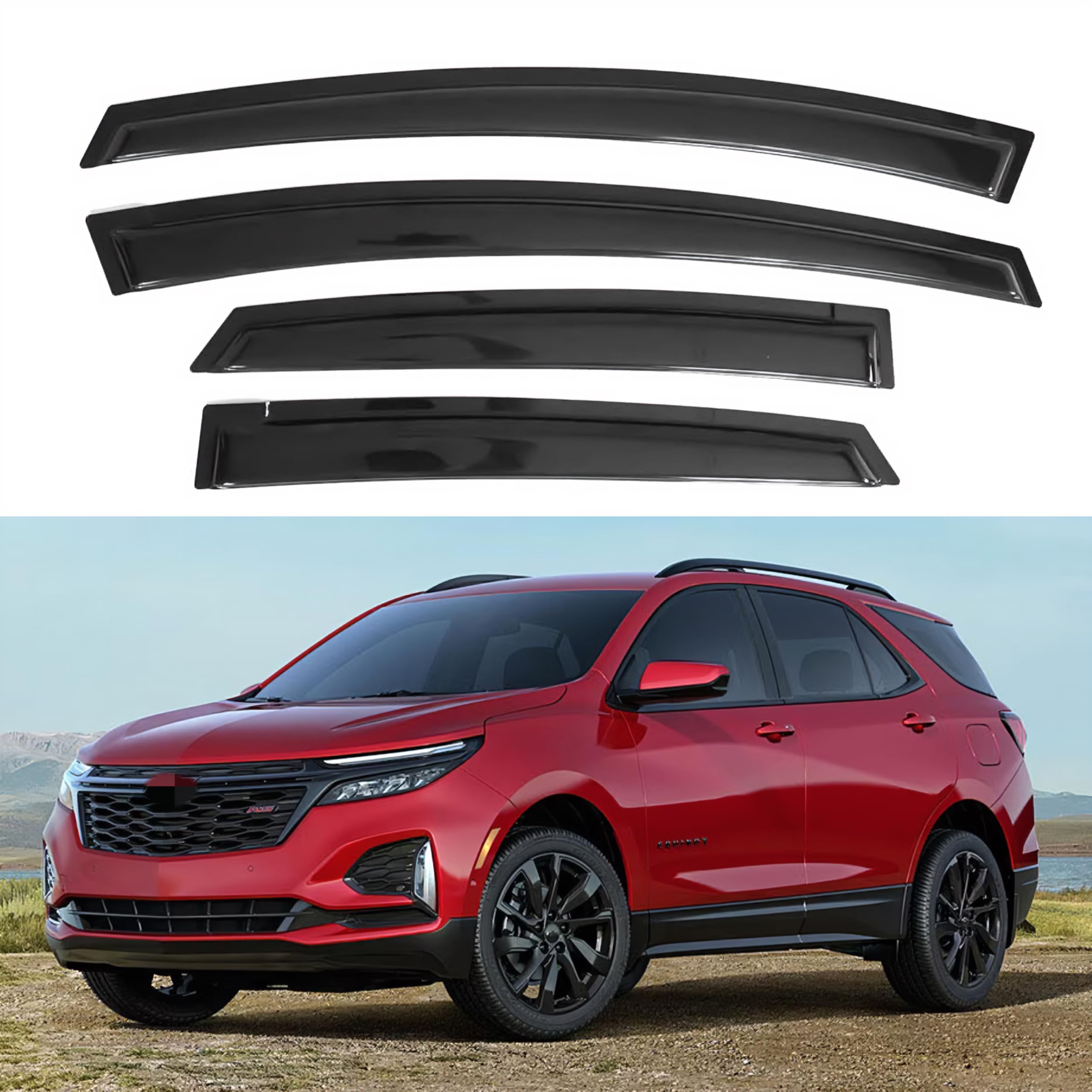 Ig Window Visor For Chevy Chevrolet Equinox 2018-2024, Rain Guard Tape-On Extra Durable Sun Wind Side Vent Window Deflector, 201