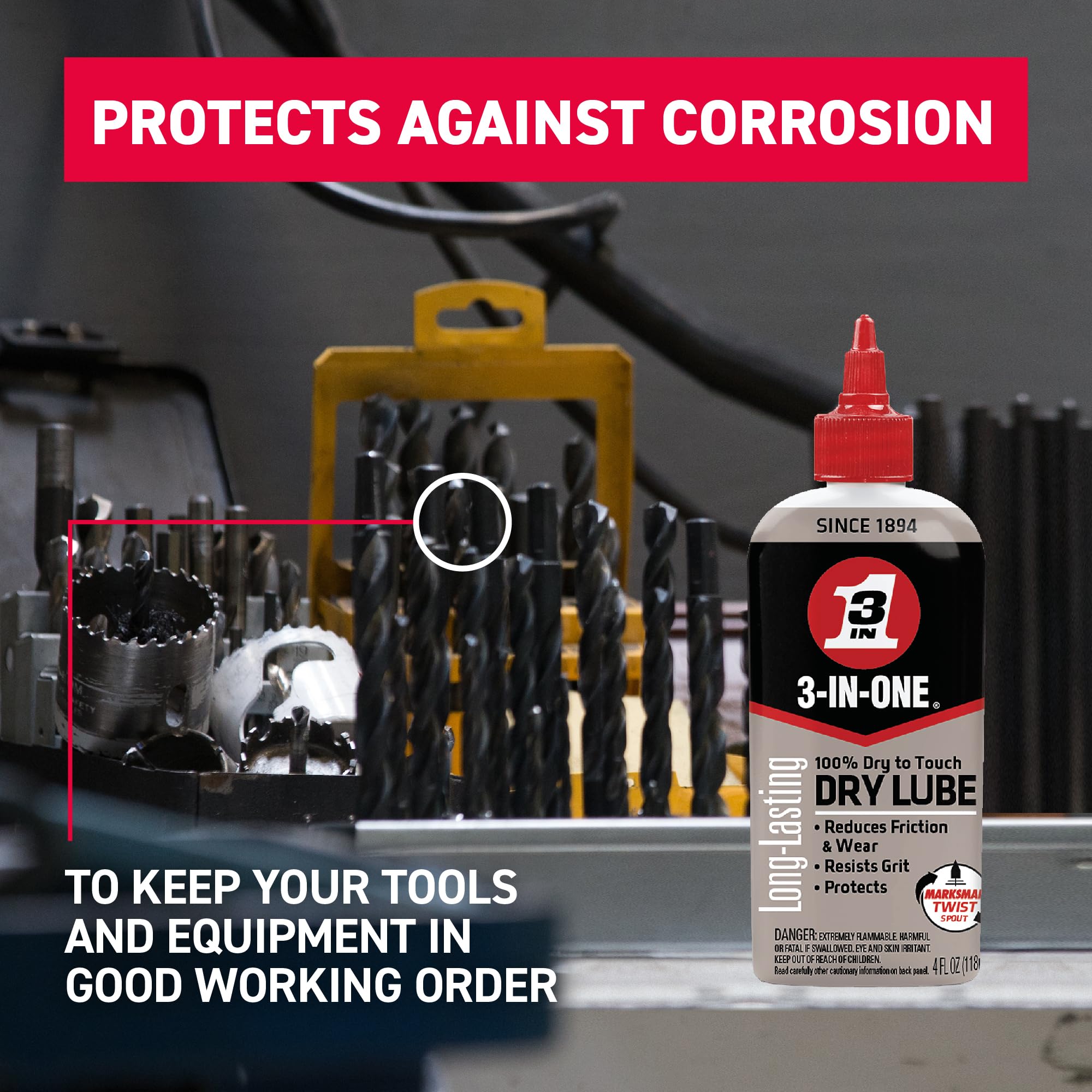 3-In-One 100% Dry To Touch Dry Lube Drip Oil, 4 Oz