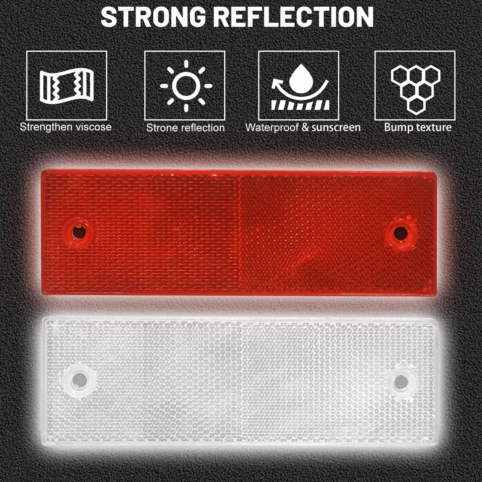Tutudow Waterproof Self-Adhesive Car Truck Safety Reflective Strips, Hazard Warning Stickers, For Rvs, Cars, Trucks, Road Signs (Red/White) - Pack Of 16