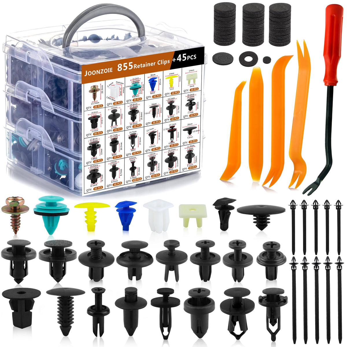 Car Retainer Clips Bumper Clips Plastic Rivets 900Pcs Metal Screw Auto Fastener Push Pin Kit Set Panel Clips With 10 Cable Ties