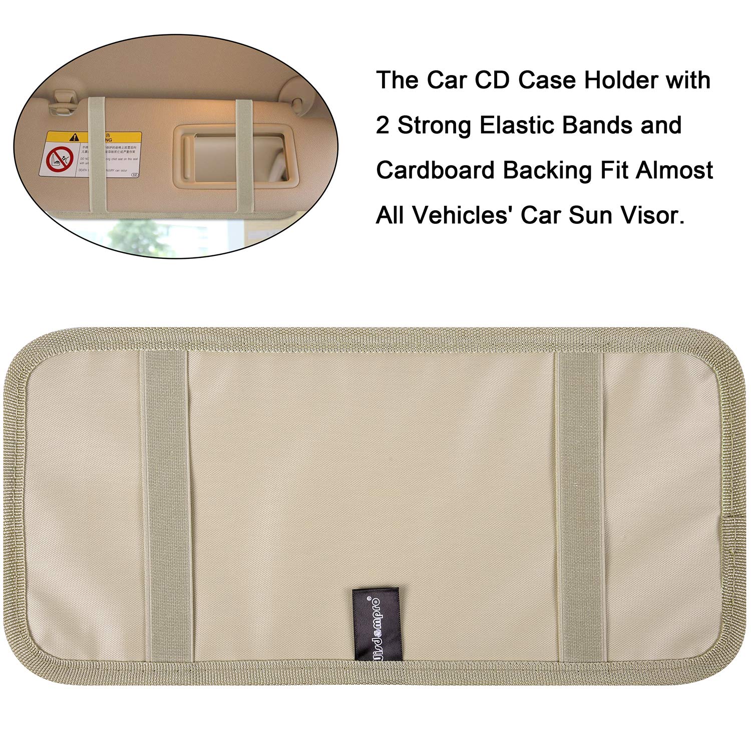 Car Cd Case Holder, Wisdompro Vehicle Sun Visor Organizer For Cars With 12 Dvd Storage Sleeves, 1 Mesh Pocket, 1 Pen Holder And