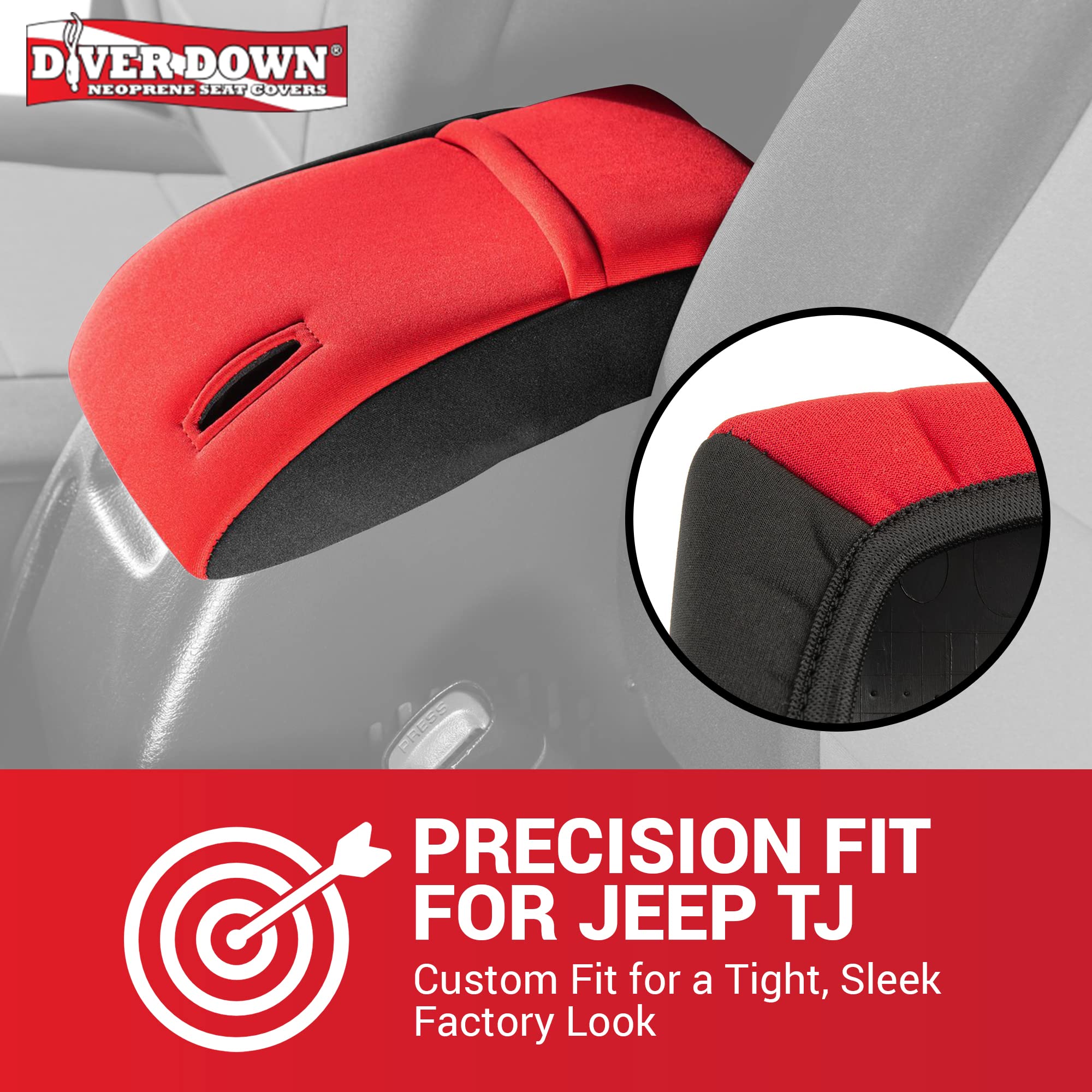 Diver Down Neoprene Center Console Cover - Fits Jeep 1997-2006 Tj Wrangler - Cushioned Armrest Cover - Doesn'T Burn Your Elbow - Tight Custom Fit - Comfortable Foam Armrest Pad (01-06 Black)