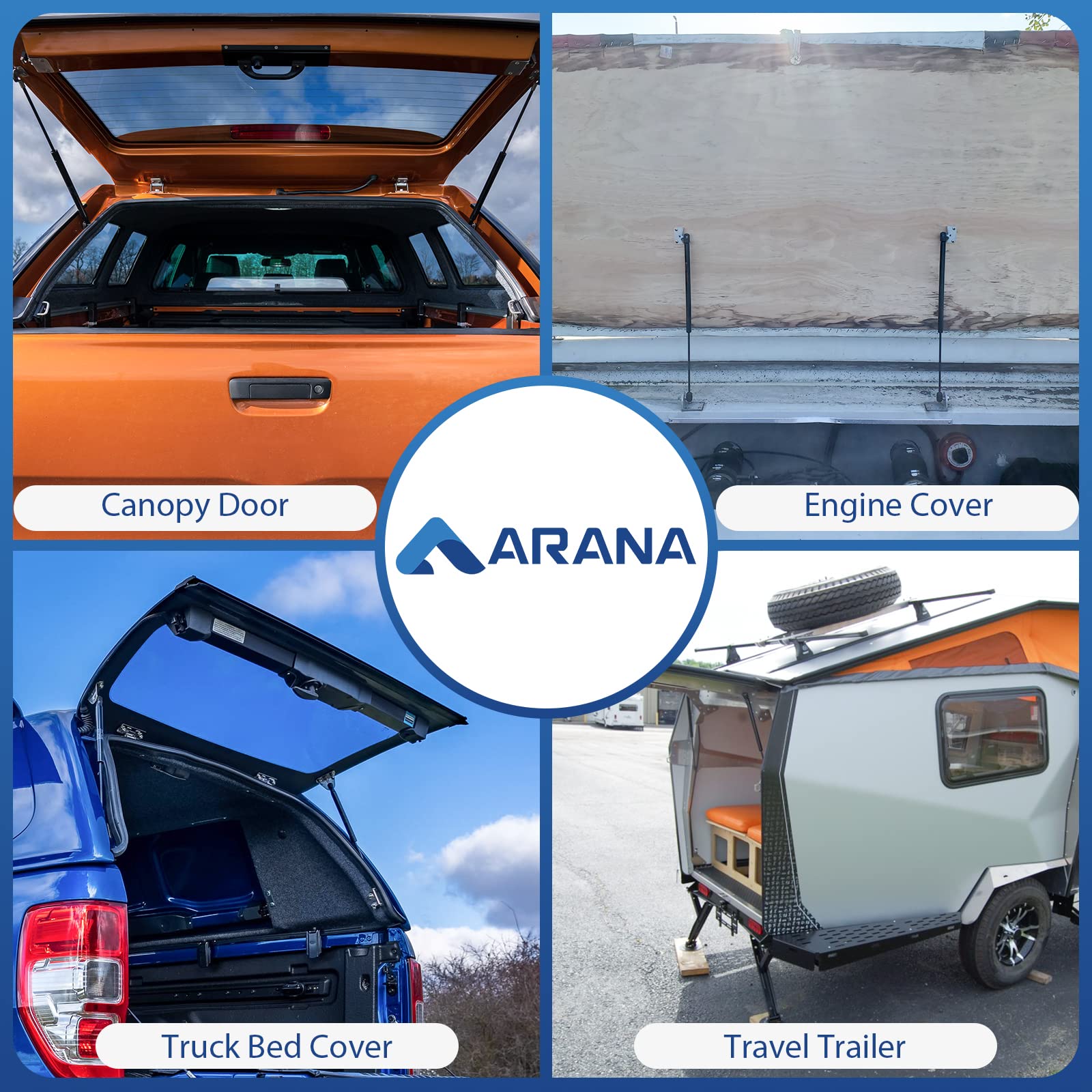 Arana C16-20652 23 Inch 50Lb Gas Struts Prop Springs Shocks 23 '' Se230P50 Replacement Lift Supports For Truck Cap Canopy Door E