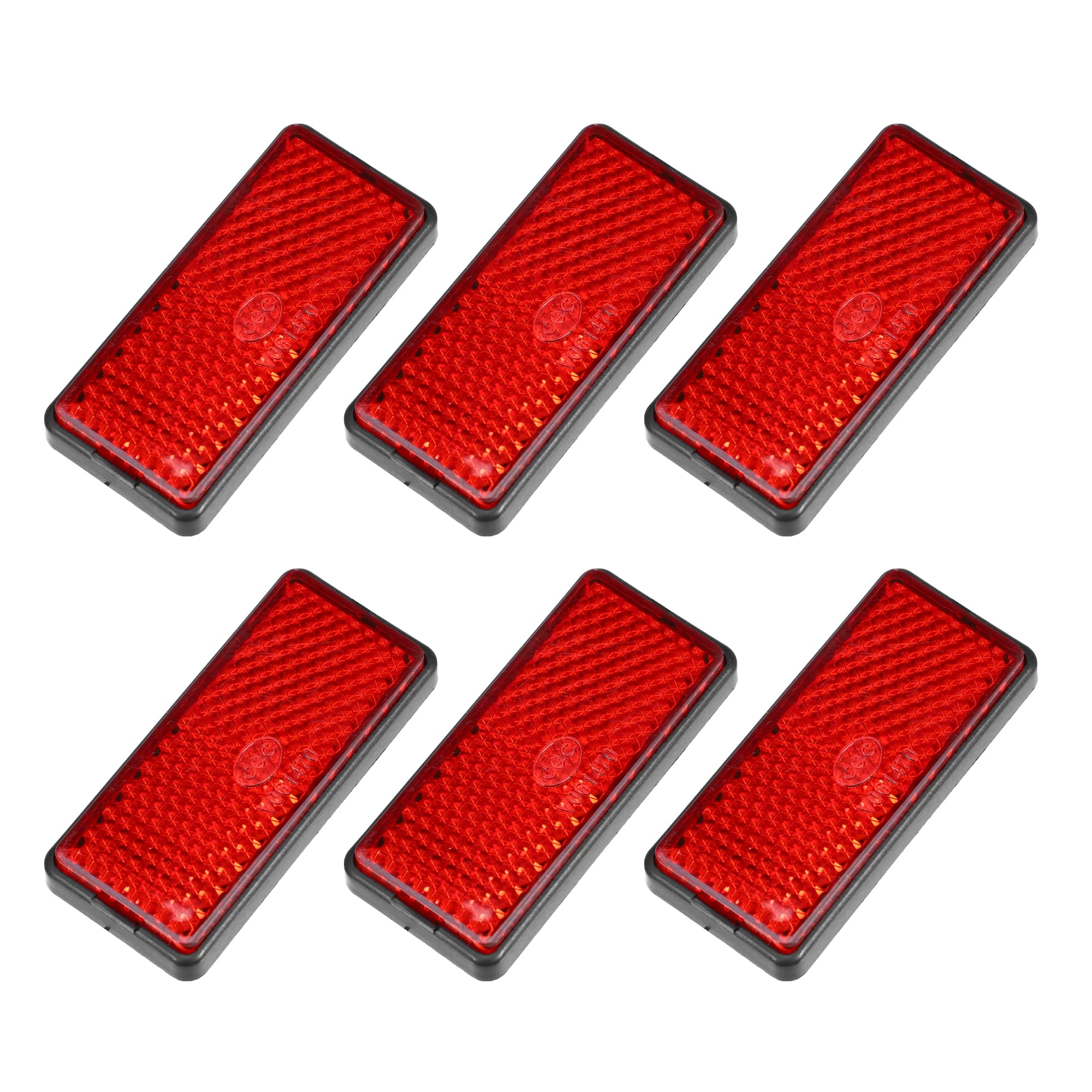X AUTOHAUX 6 Pcs Rectangular Stick-on Safety Spoke Reflective Self Adhesive Reflector for Gate Posts Cars Trailer Motorcycle Tru