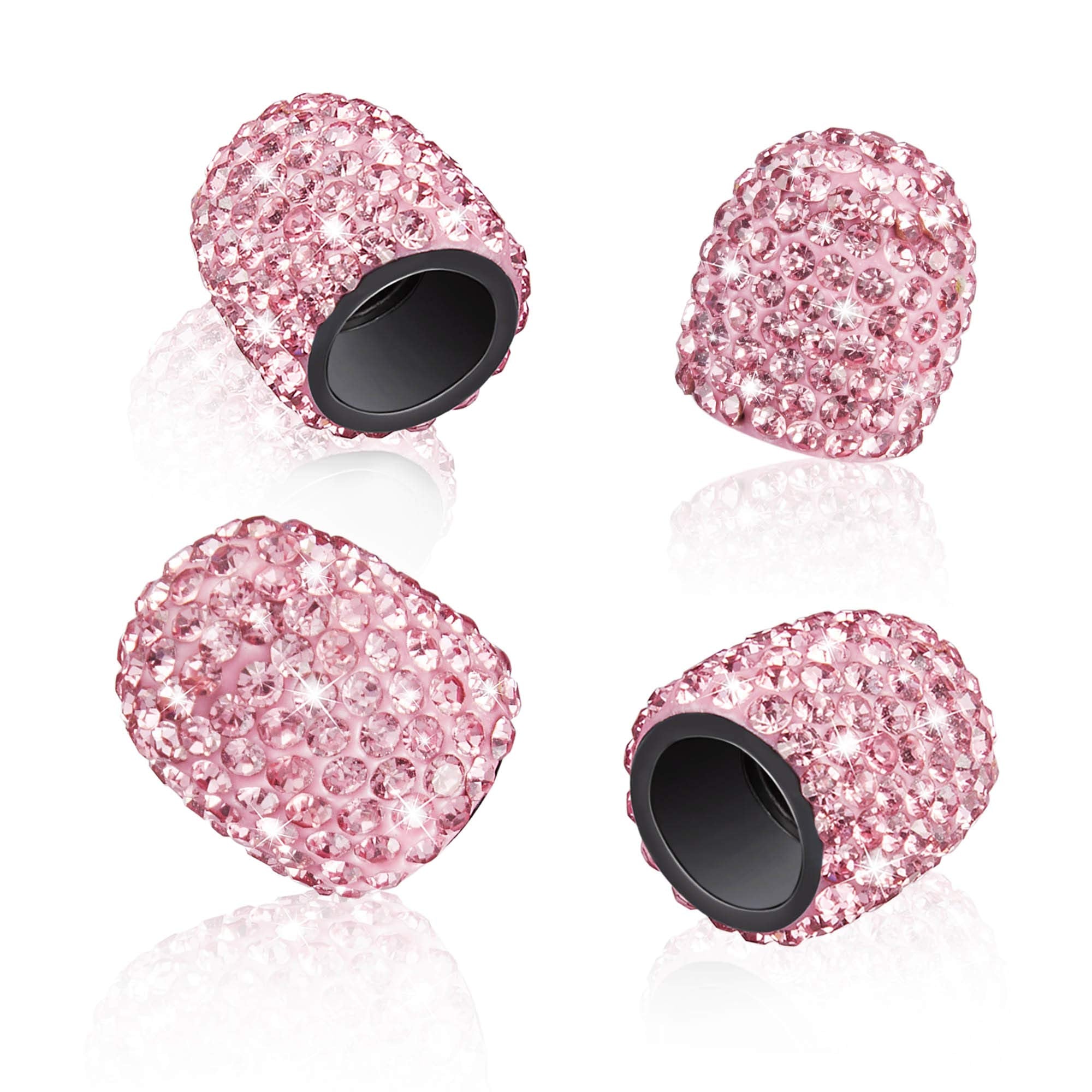 Winka Valve Stem Caps 4 Pack Handmade Rhinestone Universal Car Tire Valve Caps Dustproof And Waterproof Bling Car Accessories Pink