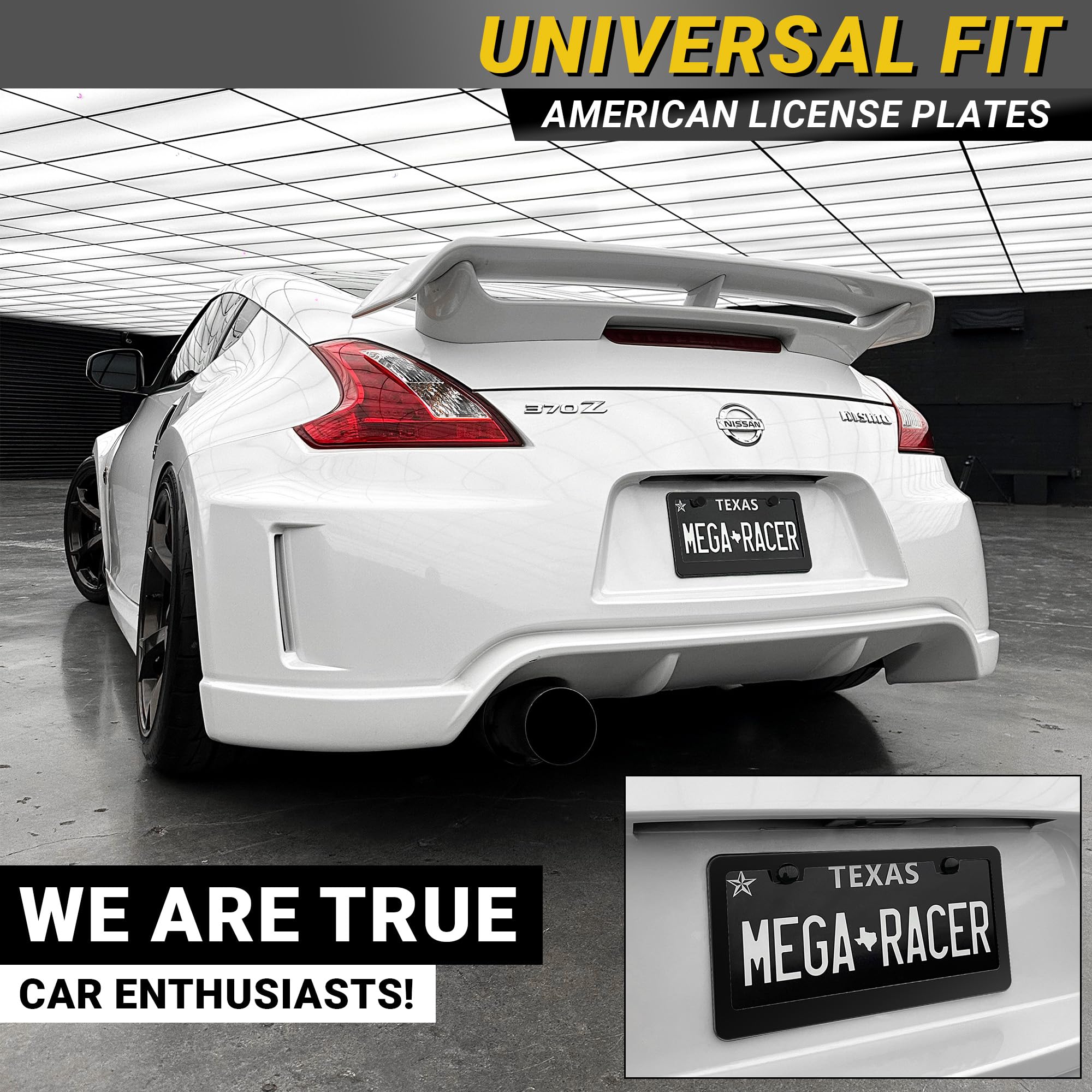 Matte Black License Plate Frames 2 Pack | License Plate Cover For Car Tag Frame | Metal All Black License Plate Frame for Men |