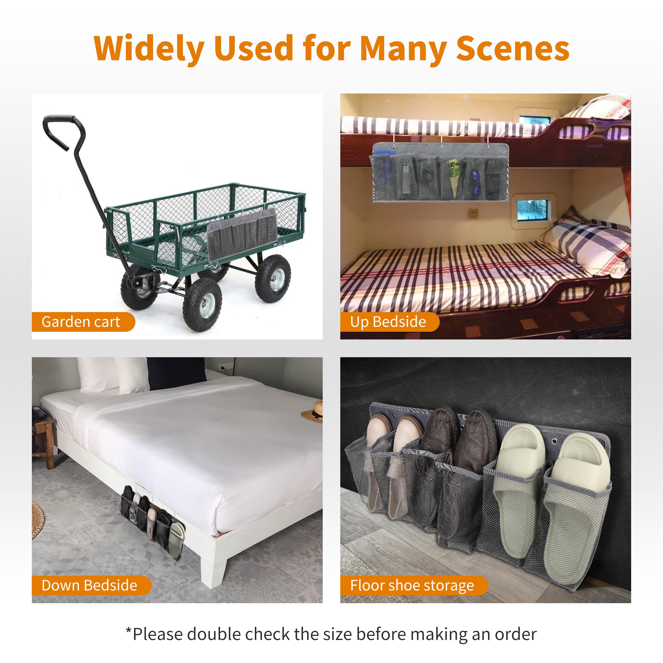 Rvzone Rv Shoe Pockets 6 Large Pockets Heavy Hanging Bedside Storage Organizer With Sturdy Hooks Storage Pockets Hangs On Bed Fo