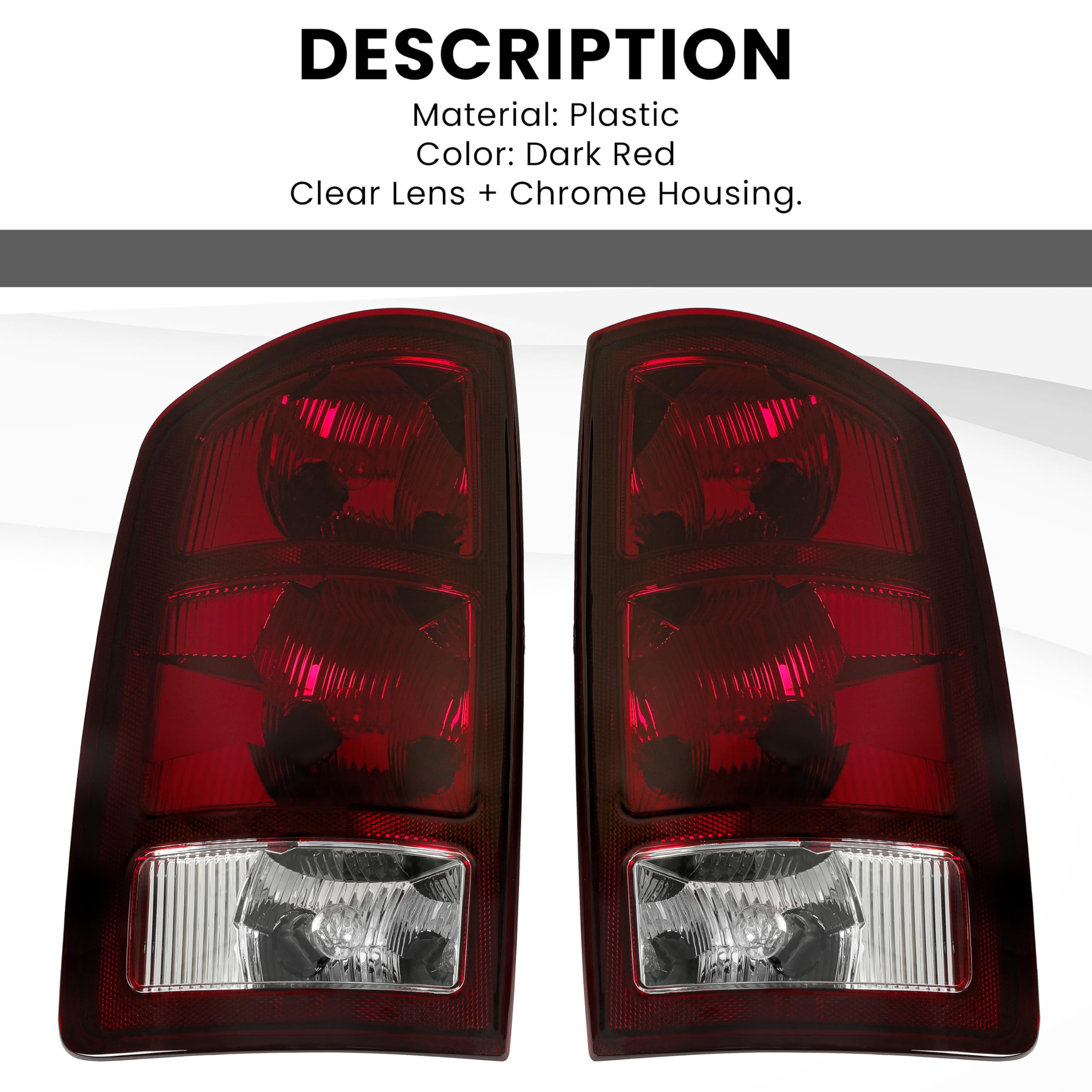 Hecasa Tail Light Assembly W/Bulb Compatible With 2002-2006 Dodge Ram 1500/2003-2006 Dodge Ram 2500 3500 Tail Lamp Signal Brake