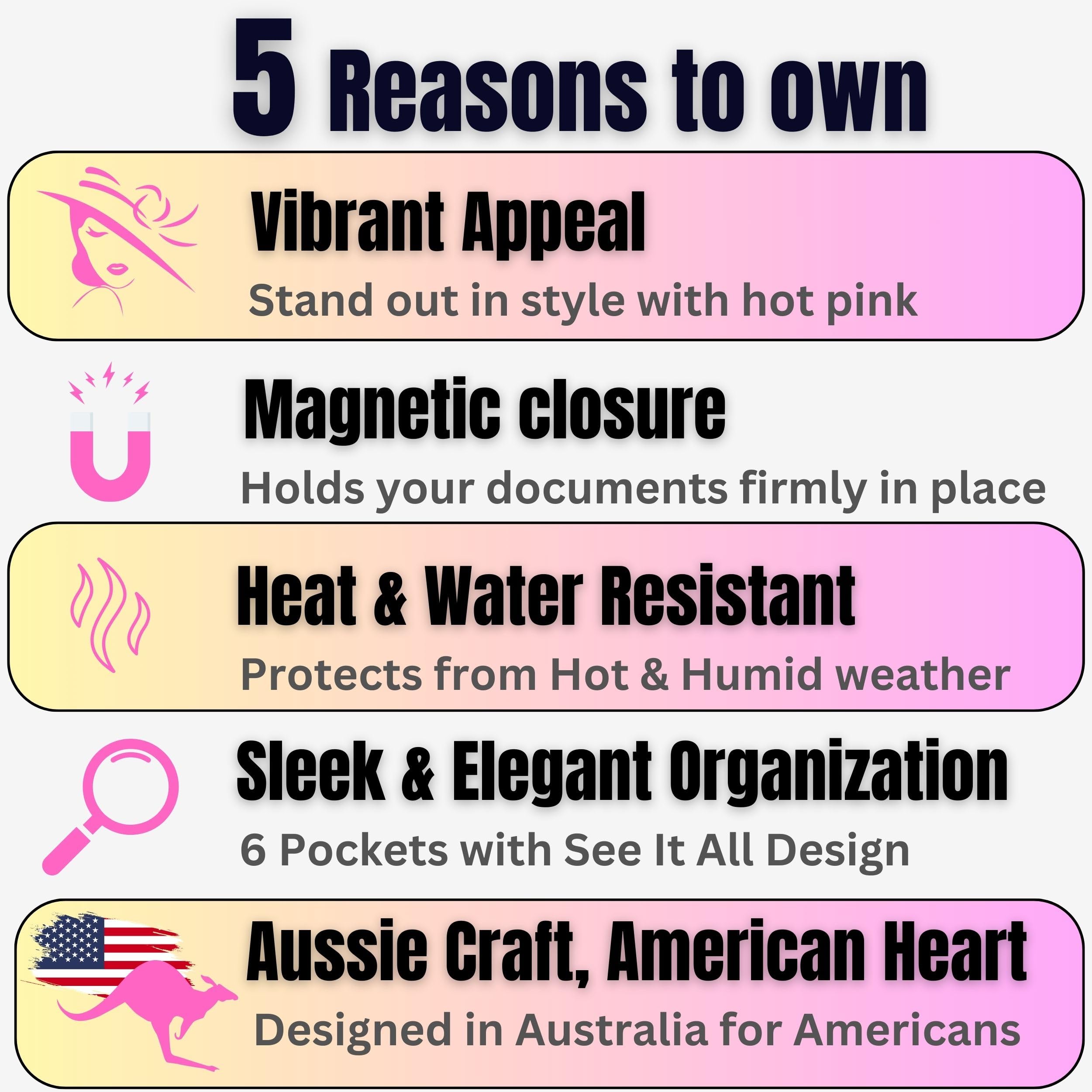 Pink Magnetic Shut Insurance And Registration Holder, Premium Pu Leather Glove Box Organizer For Car, Popular Car Accessories Fo