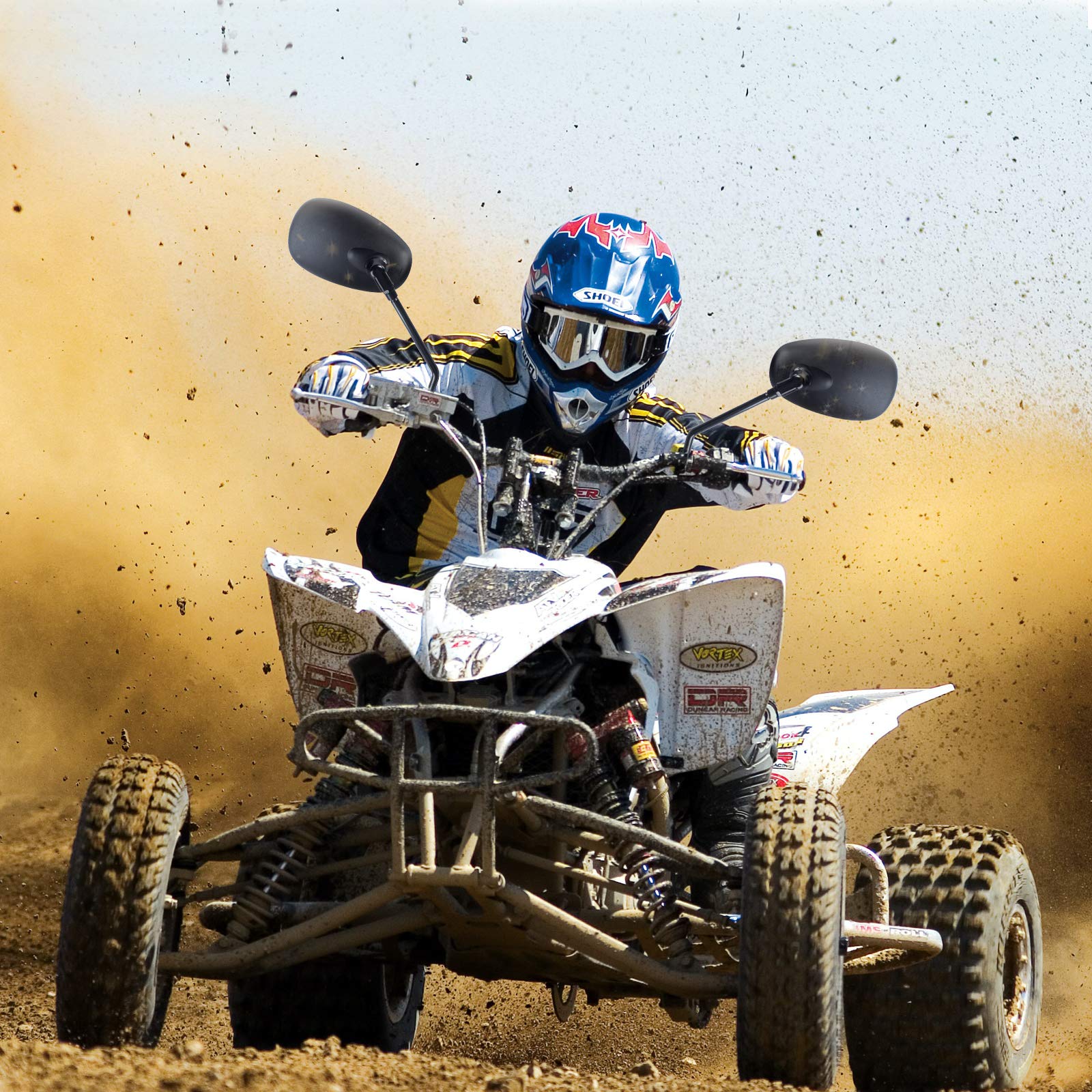 Universal Motorcycle Mirrors Black Rearview Mirrors With 7/8” Handle Bar Mount For Bike, Motorcycle