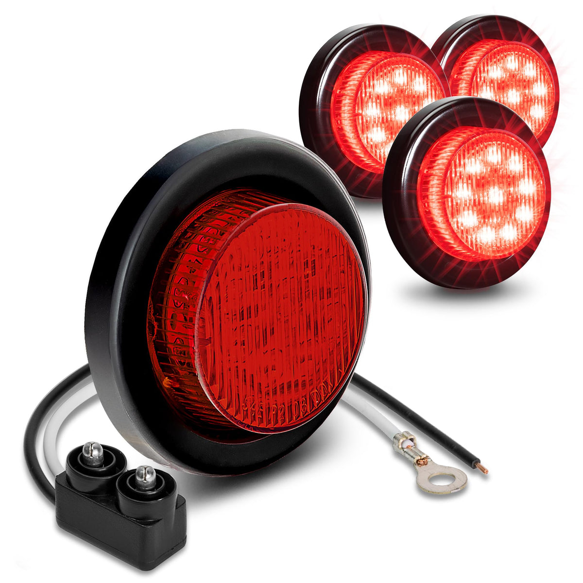 True Mods 4Pc 2'' 12V Red Round Led Clearance Side Marker Lights [Dot Fmvss 108] WBCARB078C6ZL19