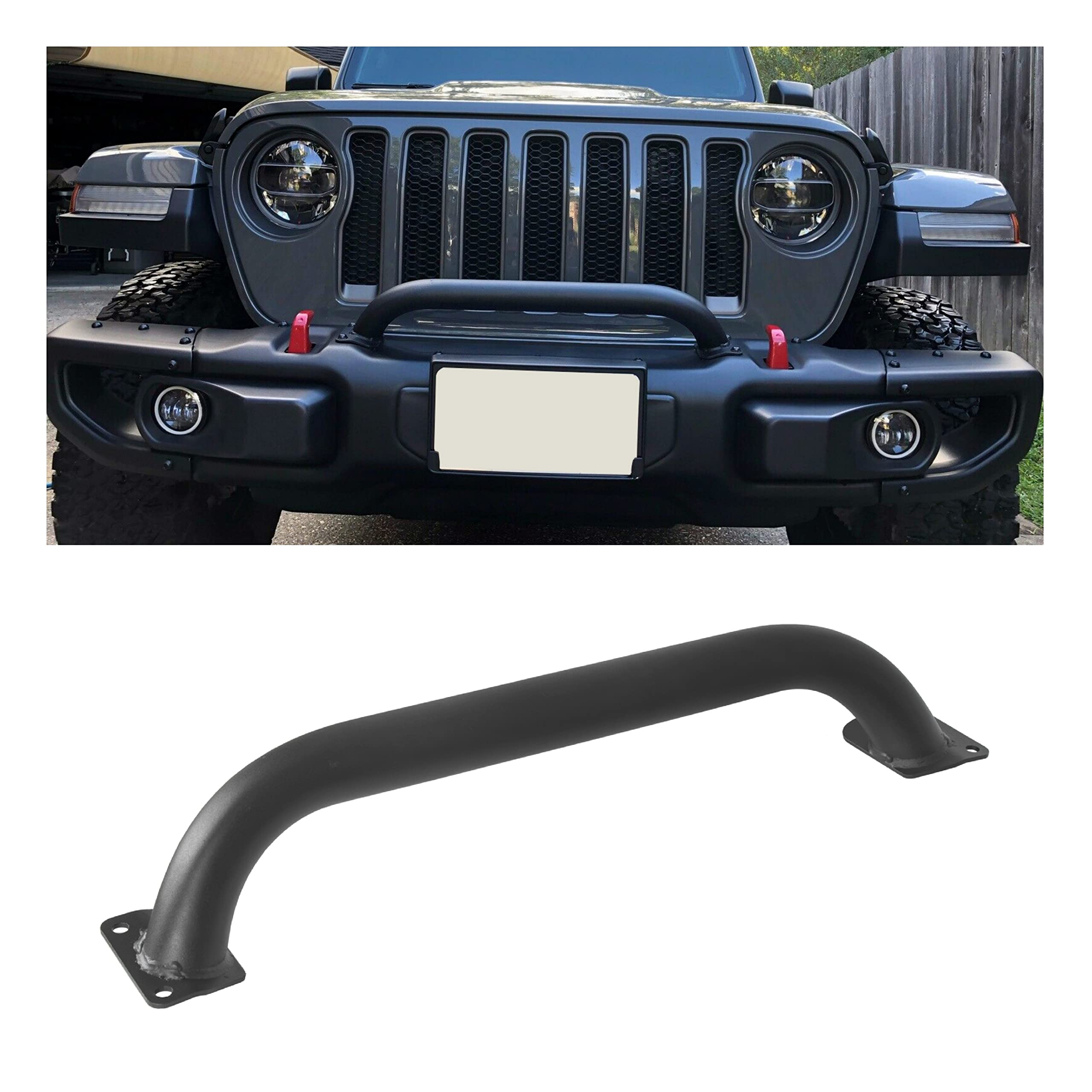 KUAFU Grille Winch Brush Guard Compatible With 2018-2023 Jeep Wrangler JL 2020-2023 Jeep Gladiator JT 82215351 Rubicon Brush Gua