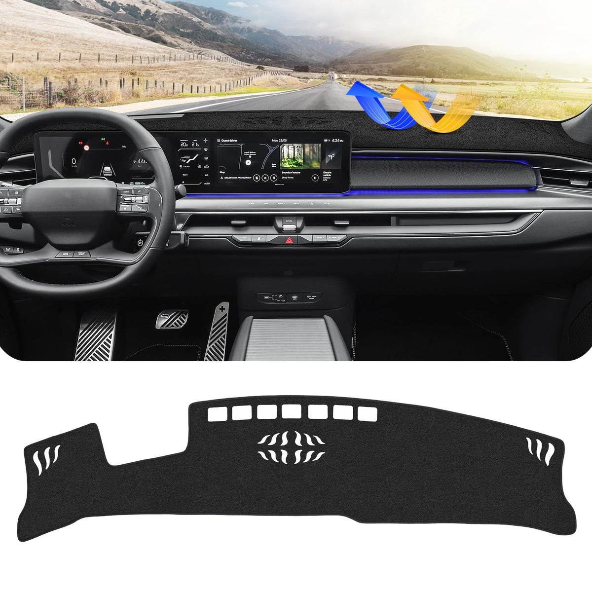 Felt Dashboard Cover Fits for Jeep Grand Cherokee L 2021-2025 Accessories Dash Board Mat Non-Slip Dash Mat(Not Fit Jeep Grand Ch