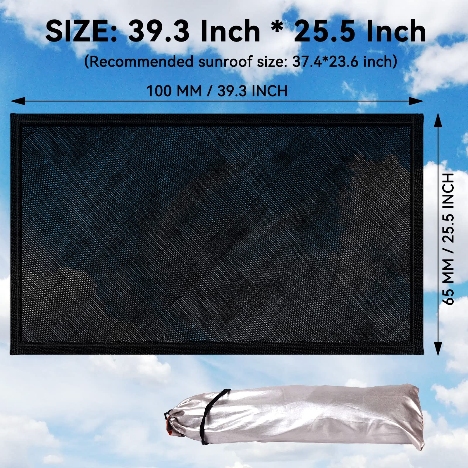 Kaskawise Car Sunroof Sun Shade,Magnetic Screen Breathable Mesh Cover For Camping & Parking,Quick Install Uv Protection Screen F