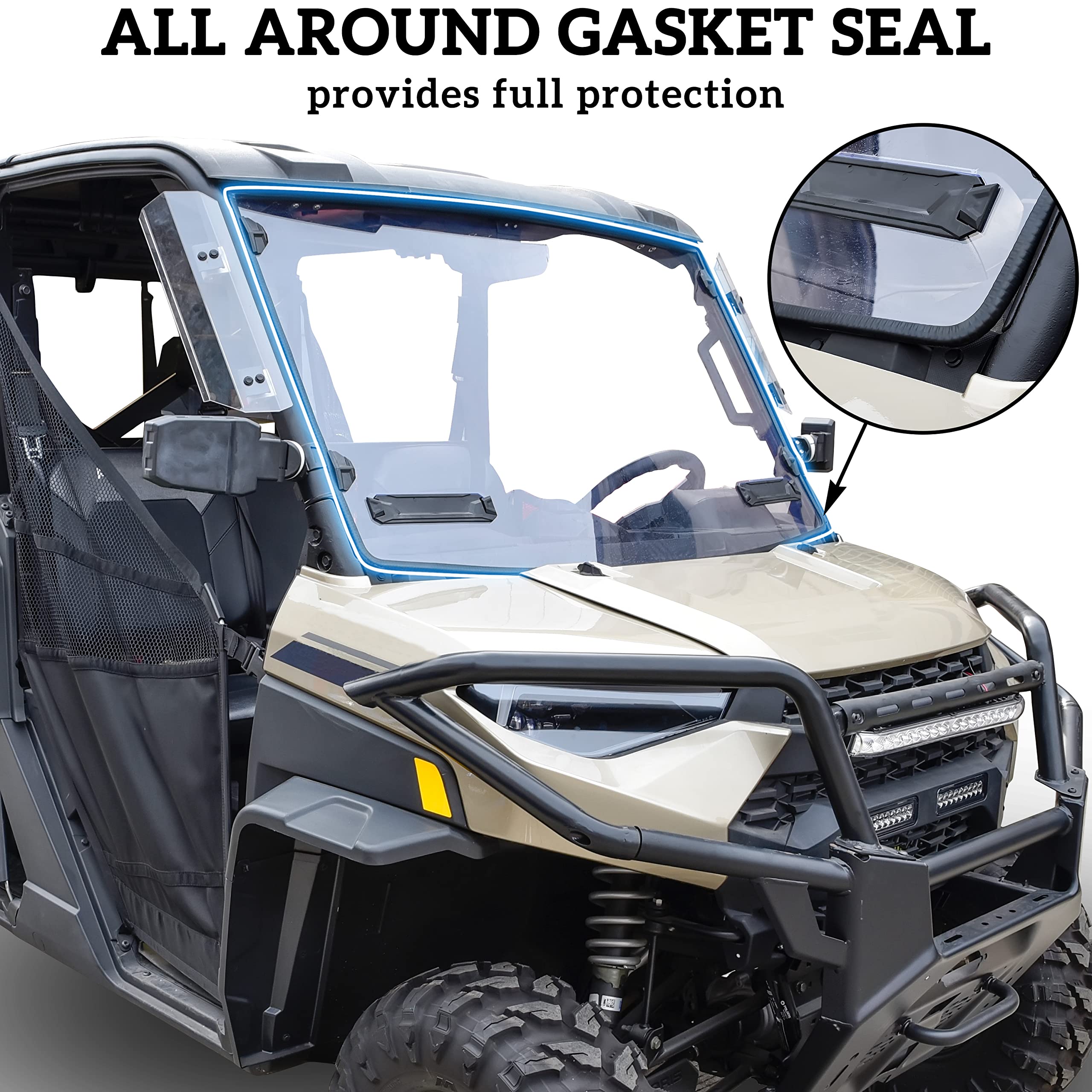SAUTVS Full Windshield for Ranger XP 1000, Clear Dustproof Durable Hard Coat Poly Vented Full Windshield for Polaris Ranger XP 1