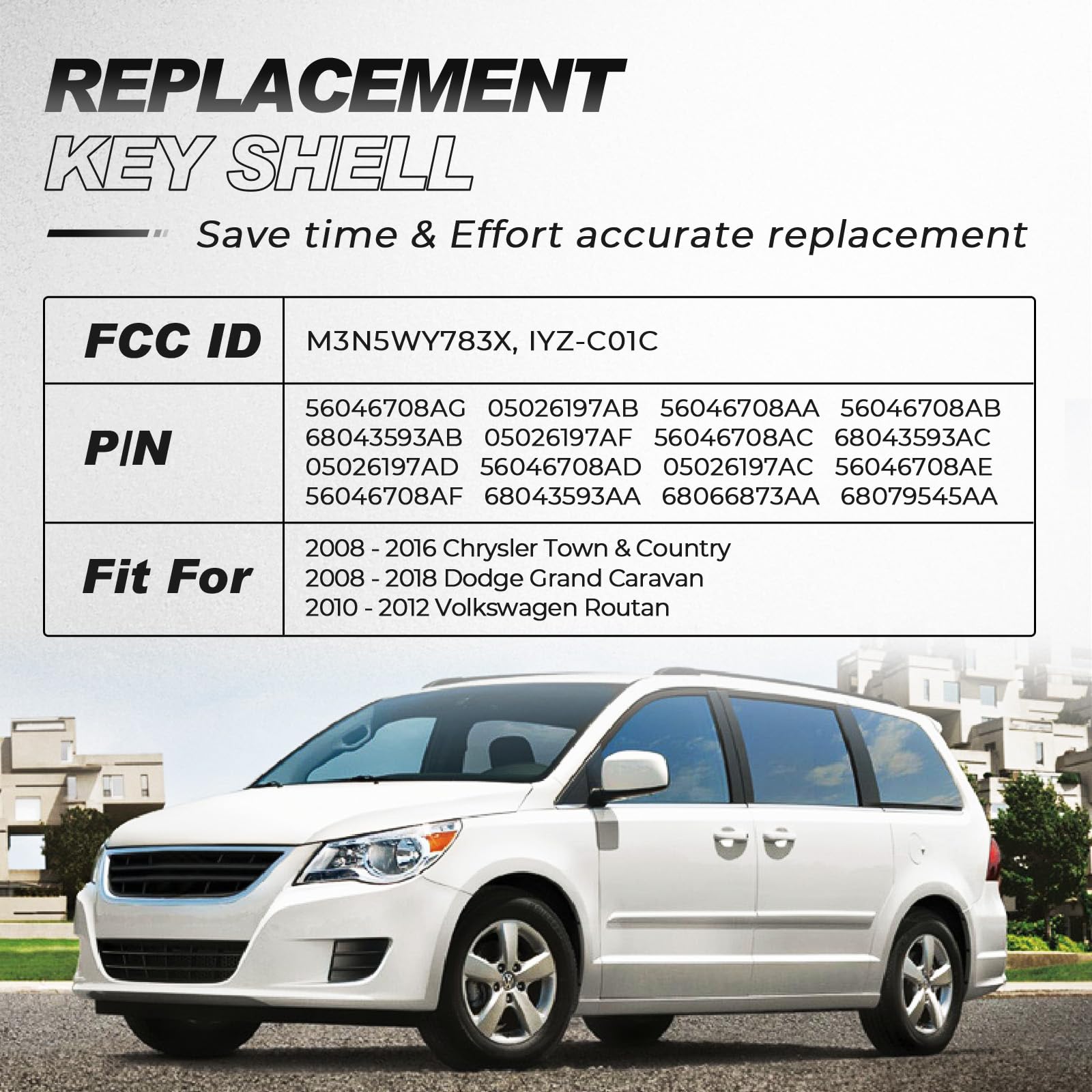 Helloauto Key Fob Fits For 2008-2016 Chrysler Town And Country 2008-2018 Dodge Grand Caravan 2010-2012 Volkswagen Routan M3N5Wy7