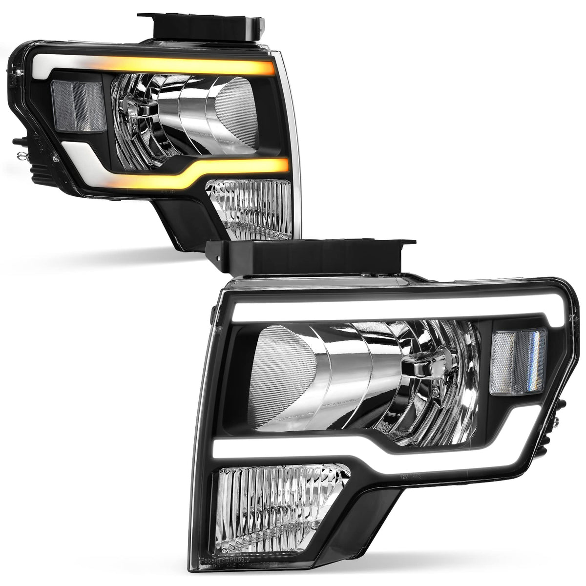 Autosaver88 Switchback Led Tube Headlights Assembly Compatible With 2009 2010 2011 2012 2013 2014 Ford F150 F-150 Drl Headlight