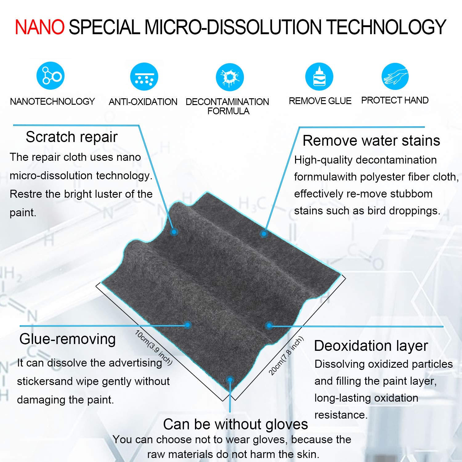 4 Pack - Upgraded Nano Magic Car Scratch Remover Cloth, Multipurpose Scratch Repair Cloth, Nanomagic Cloth For Car Paint Scratch