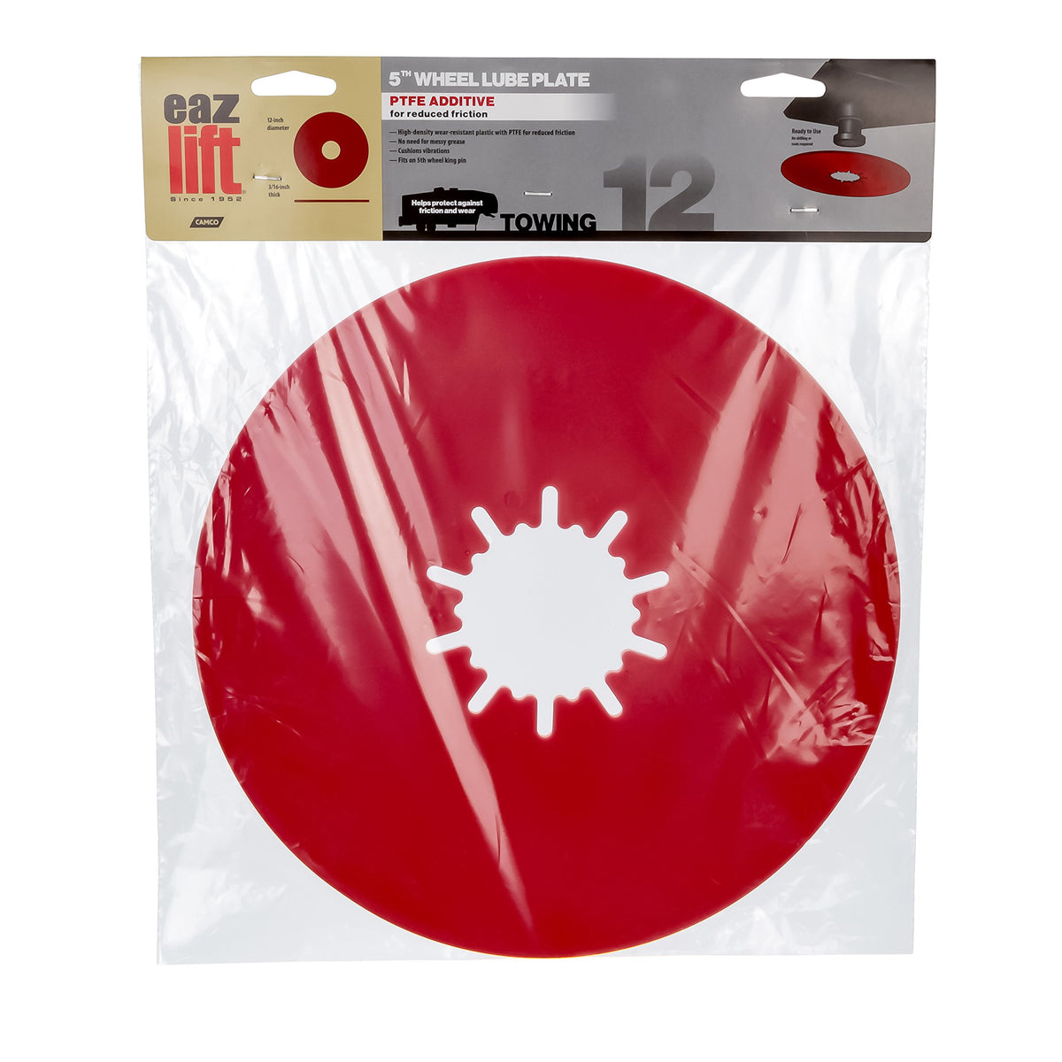 Camco Eaz-Lift 12    Premium Fifth Wheel Lube Plate - Crafted Of High-Density Ptfe Plastic To Protect Against Wear And Tear - Cu