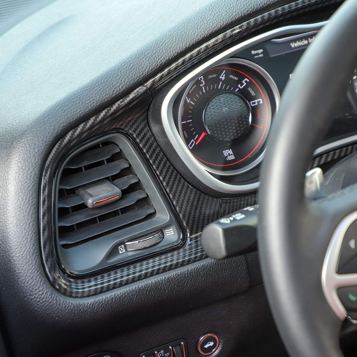 Voodonala For Challenger Abs Carbon Fiber Center Consoles Dash Board Dashboard Instrument Gauge Cluster Panel Protecter Cover Tr