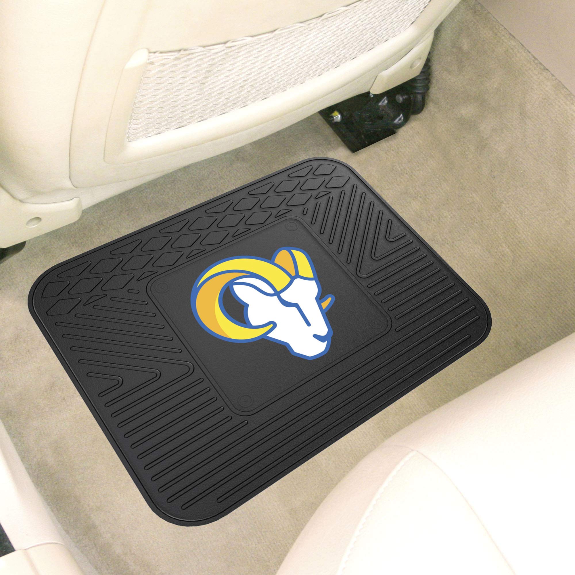 FANMATS 9971 Los Angeles Rams Back Row Utility Car Mat - 1 Piece - 14in. x 17in., All Weather Protection, Universal Fit, Molded
