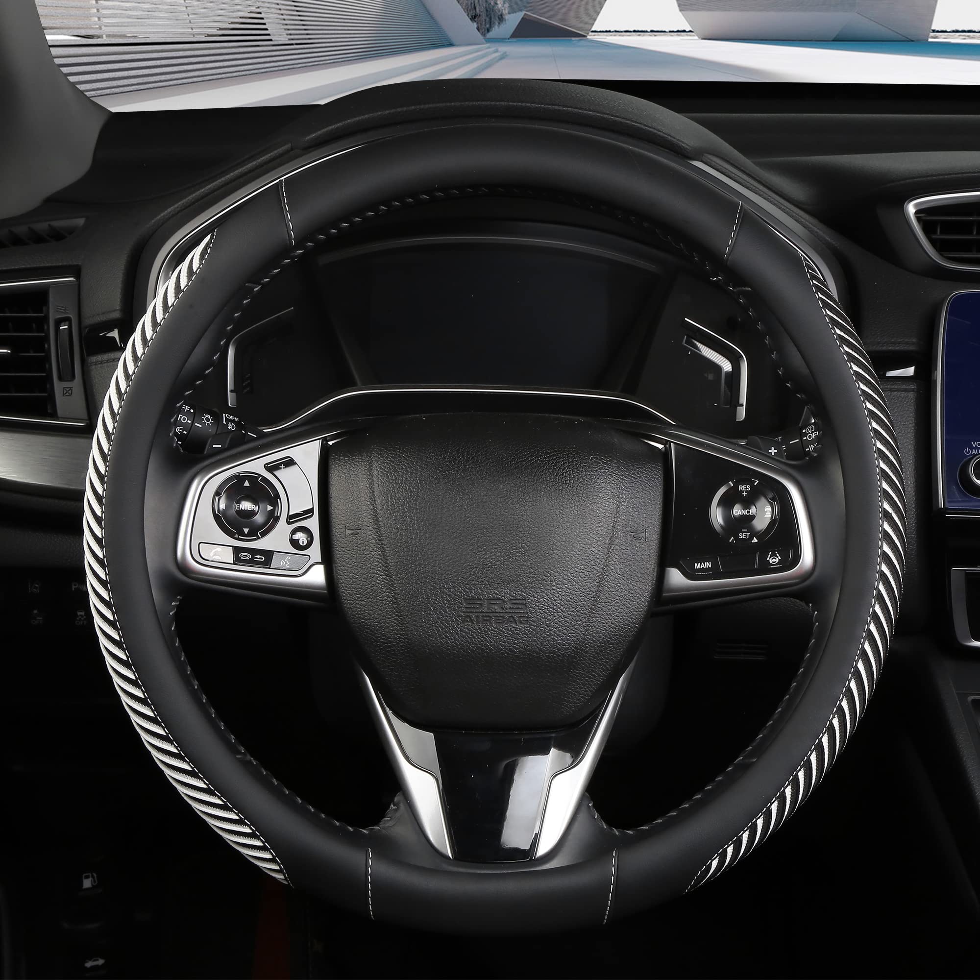 Bokin Auto Car Steering Wheel Cover For Men And Women, Universal 14.5-15 Inches,Microfiber Leather, Breathable Ice Silk, Anti-Sl