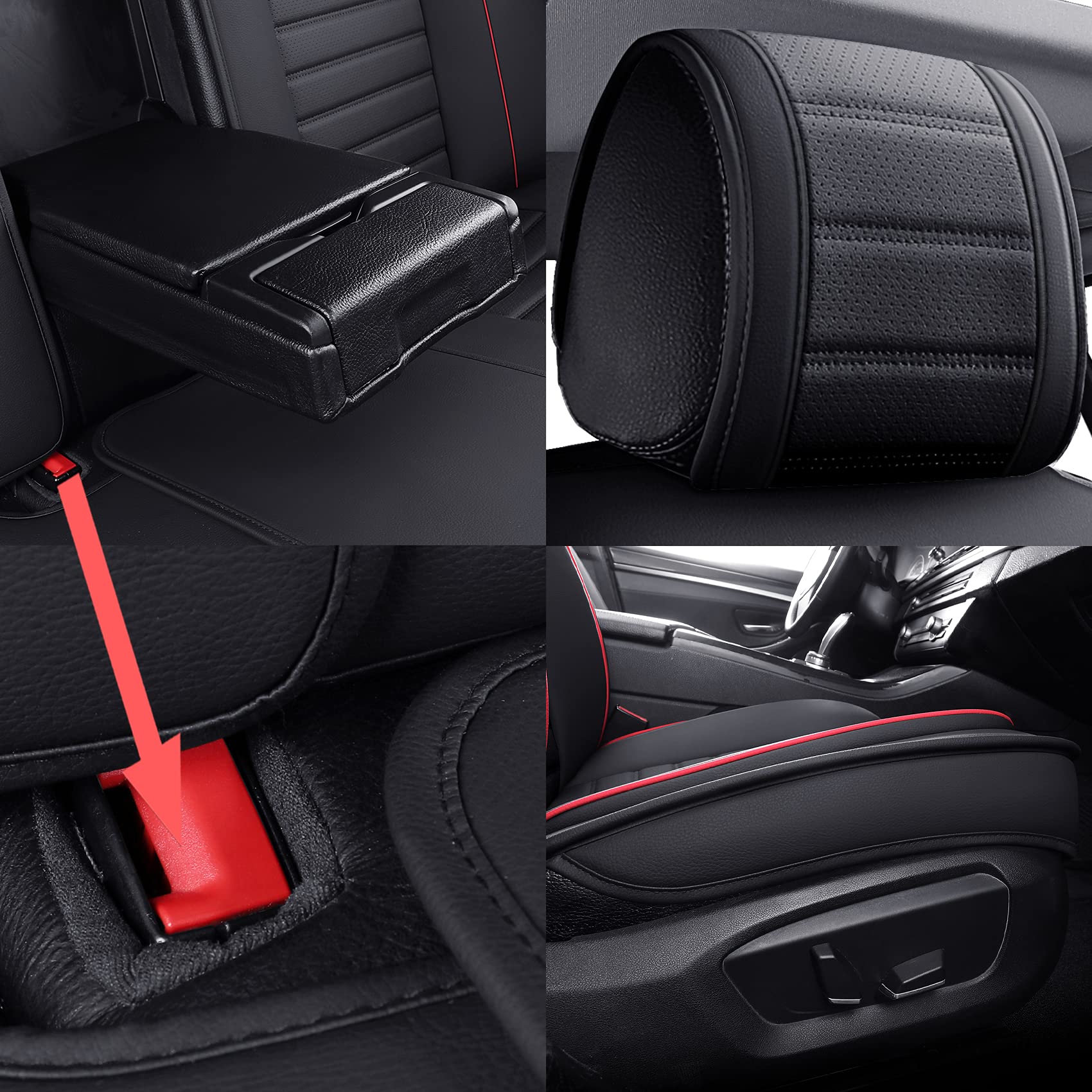 Omoka Auto Car Seat Covers With Waterproof Leather,Vehicle Cushion Cover For Cars Suv Sedan Pick-Up Truck Universal Fit Set For