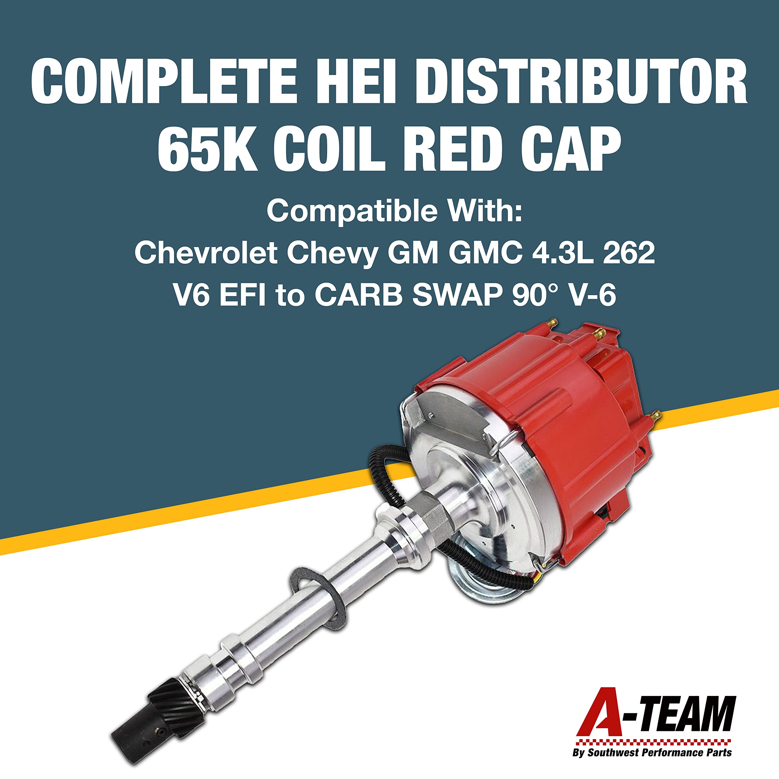 A-Team Performance - Complete Hei Distributor 65K Coil 7500 Rpm - Compatible With Chevrolet Chevy Gm Gmc 4.3L 262 V6 Efi To Carb