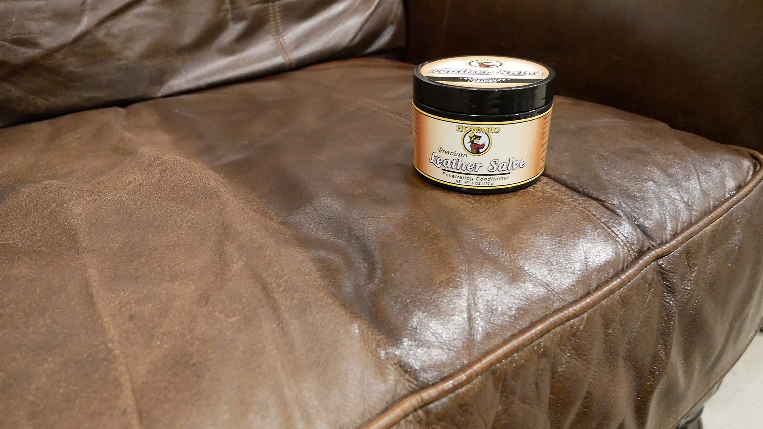 HOWARD Premium Leather Salve: Rejuvenates, Penetrates, Preserves, Protects, & Revives Dried-Out Smooth Leather. Natural Salve, N