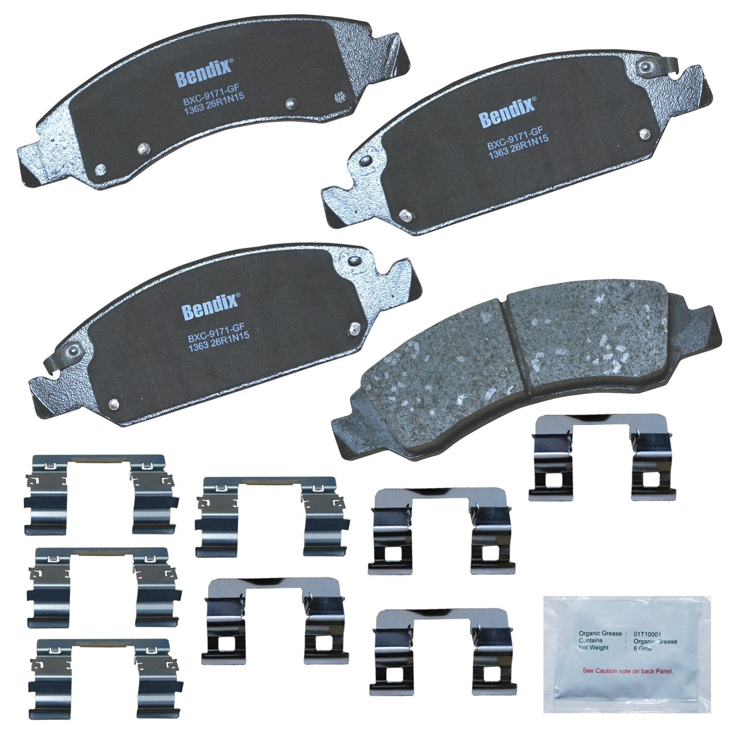Bendix Priority1 Cfc1363 Ceramic Front Brake Pads For Cadillac Escalade,Esv,Ext,Xts,Chevy Avalanche,Cheyenne,Express 1500,Silver