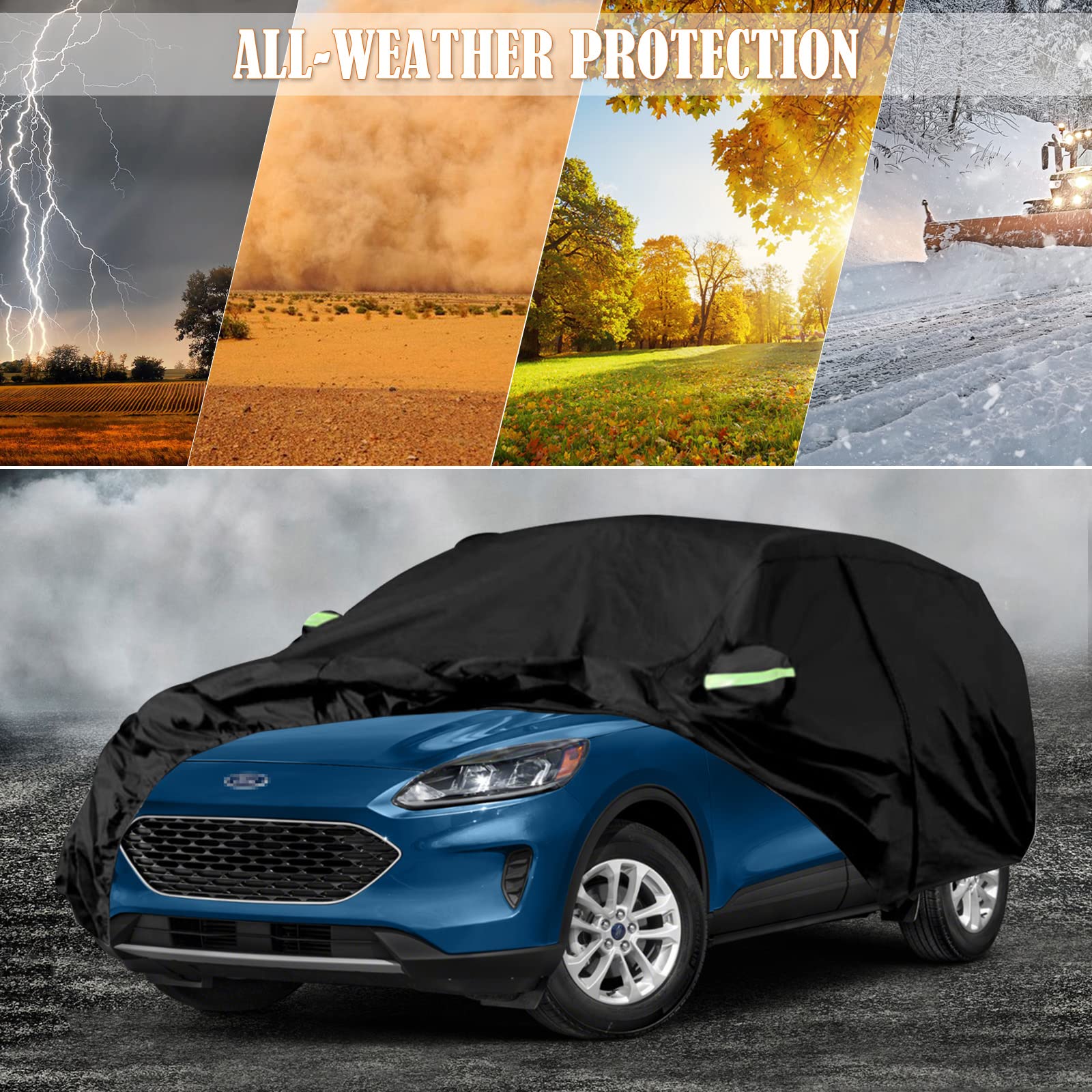 Waterproof Car Covers Replace For 2008-2025 Ford Escape, 6 Layers All Weather Custom-Fit Car Cover With Zipper Door & Windproof