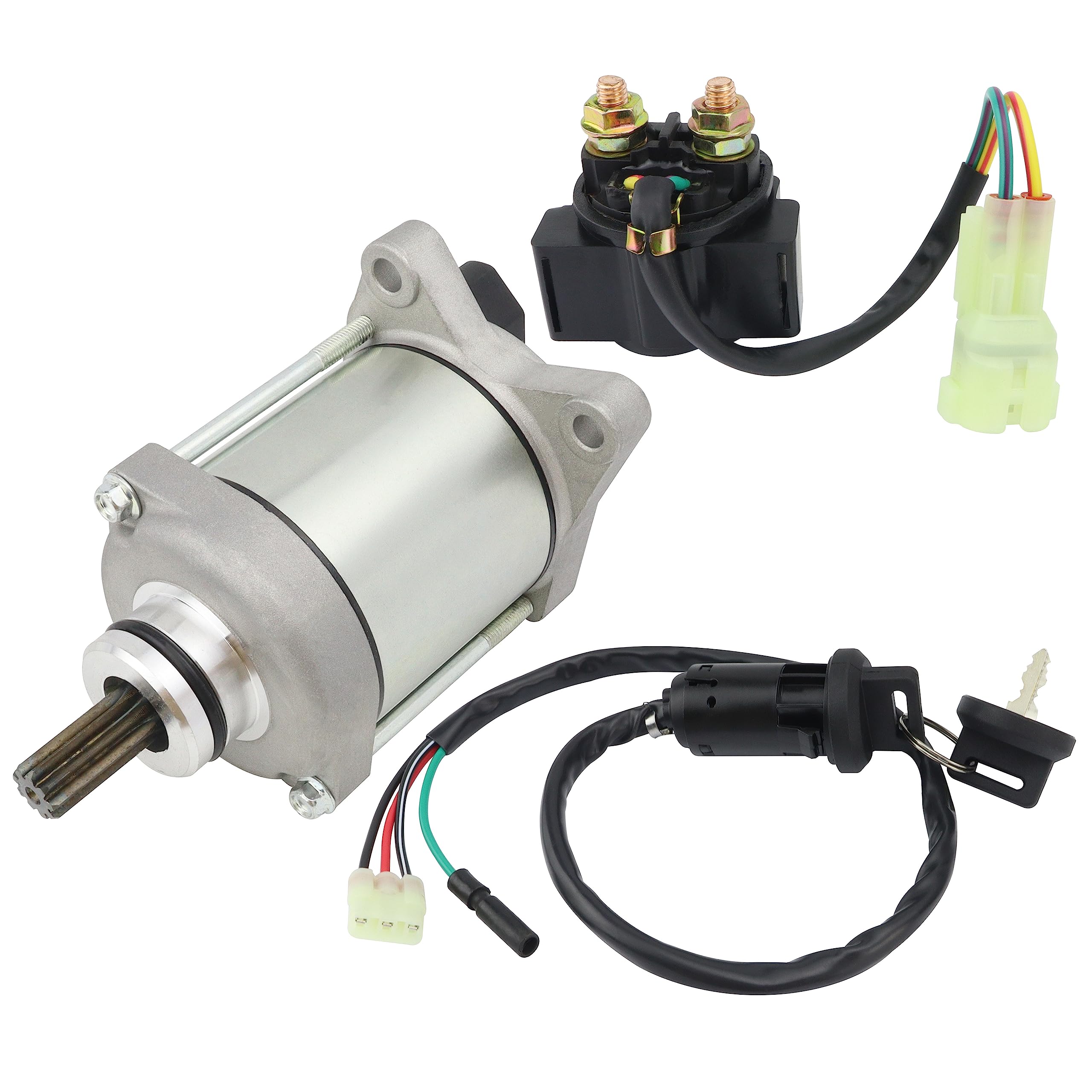 Shamofeng Starter W/Relay & Ignition Switch For 2008-2020 Honda Recon 250 Trx250Te Trx250Tm Fourtrax, 31200-Hm8-B61 19642, 2008-2020 Recon 250 Starter Trx250Te Starter Trx250Tm Starter For Recon 250