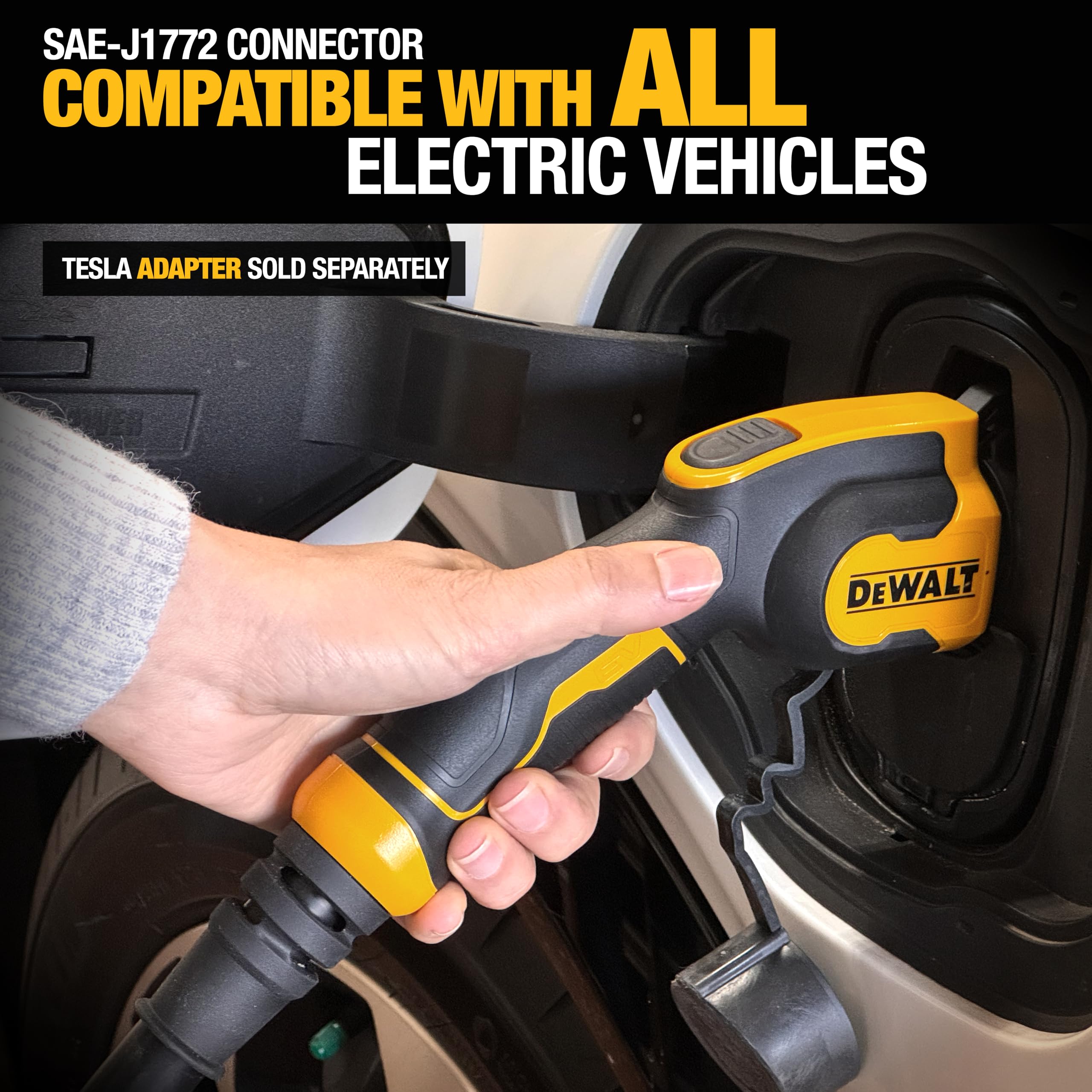 DEWALT Level 1 & 2 Portable Electric Vehicle (EV) Charger, 16 Amps, 120-240V, CSA Certified Indoor/Outdoor, NEMA 6-20 with 5-15