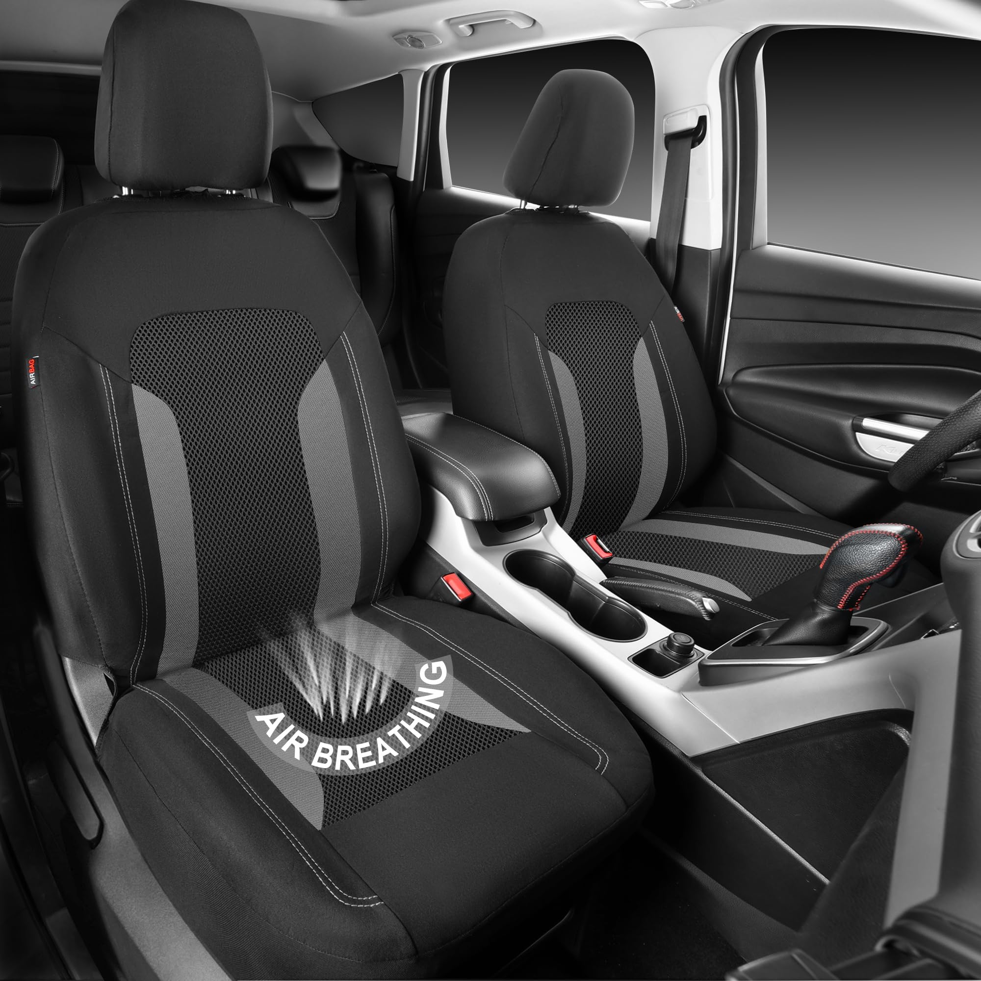 Car Pass 3D Air Mesh Car Seat Covers Front Seats Low Back Bucket, Breathable Sporty Mesh In Summer Airbag Compatible Universal F