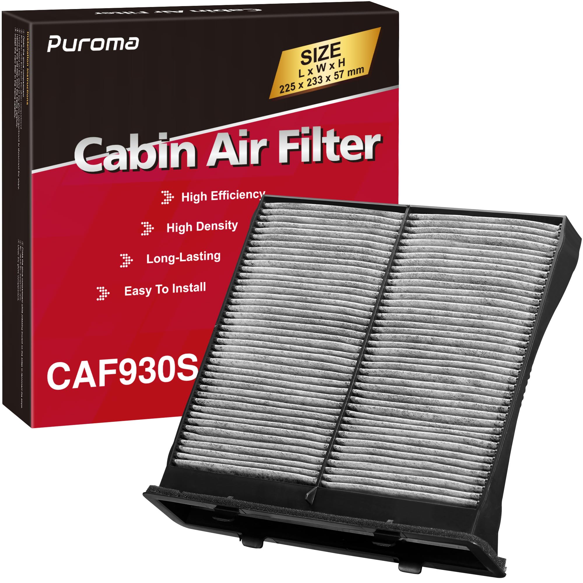 Puroma Cabin Air Filter with Activated Carbon, Replacement for CP930, CF10930, CAF1869P, Subaru: 72880-FG000, Compatible with Cr