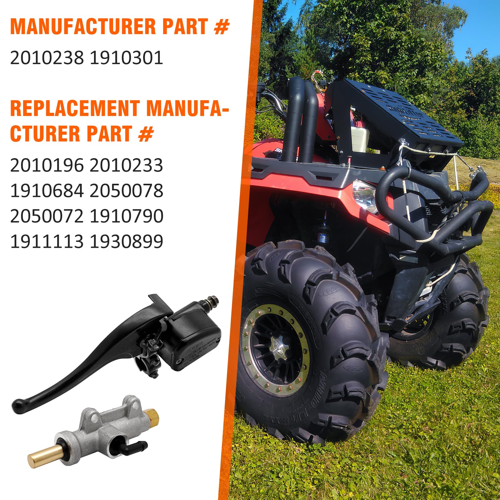 M MATI Front Left & Rear Brake Master Cylinder for Polaris Diesel 455 Sportsman 335 400 450 500 600 700 800 Trail Boss 325 Worke