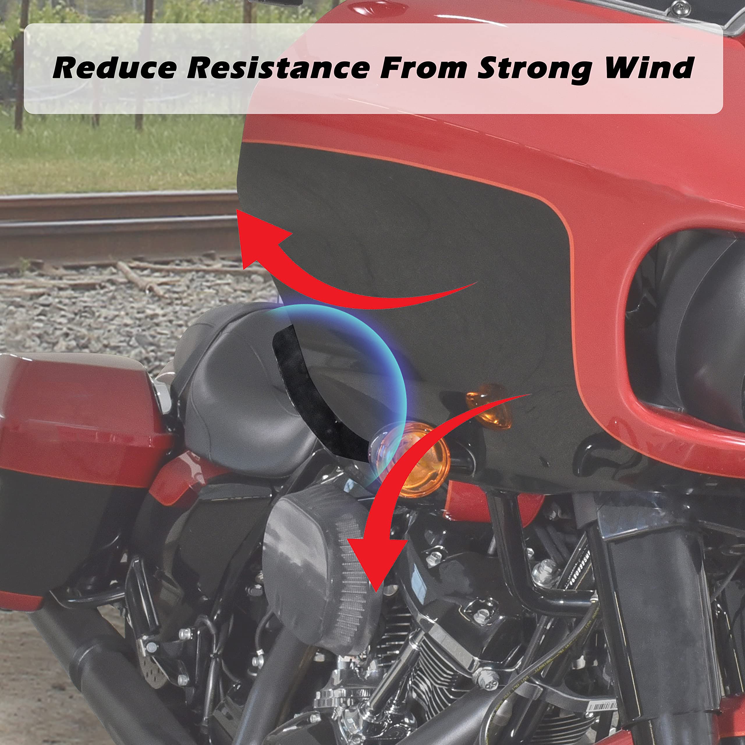 VEISUTOR Wide Wind Deflector for Harley Touring, Smoke Fairing Air Deflectors Side Wind Windshield for Harley Road Glide FLTRXS