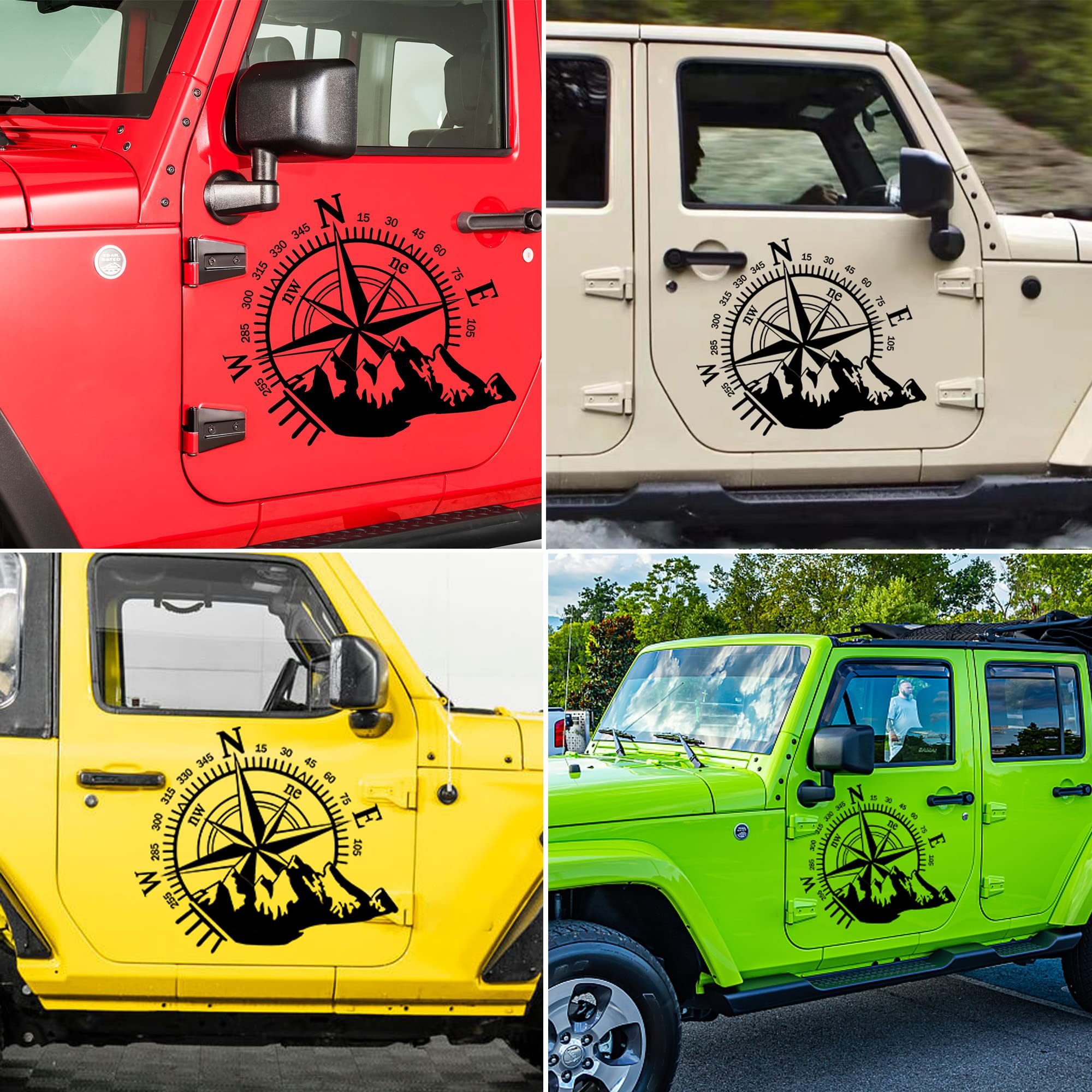 Fochutech Car Decals Compass with Mountain Hood Stickers Waterproof Vinyl Hood Decals Car Side Decals and Graphics Compass Hood Decals for RV Truck SUV Car Exterior Decoration 1 PCS (Black)